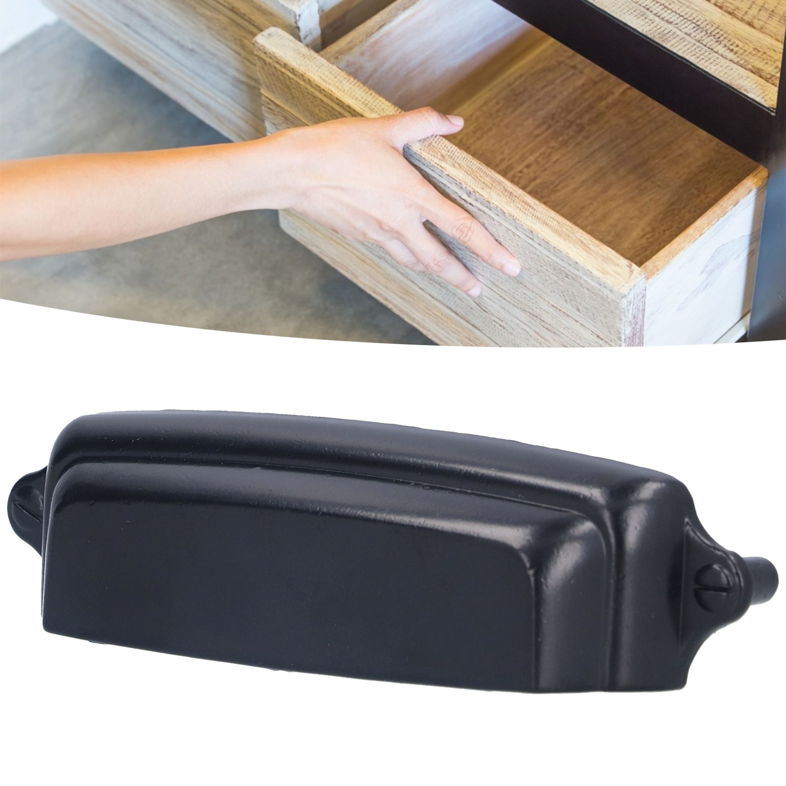 Black Cabinet Pulls Zinc Alloy Shell Handle Surface Oxidation Durable Not view 12