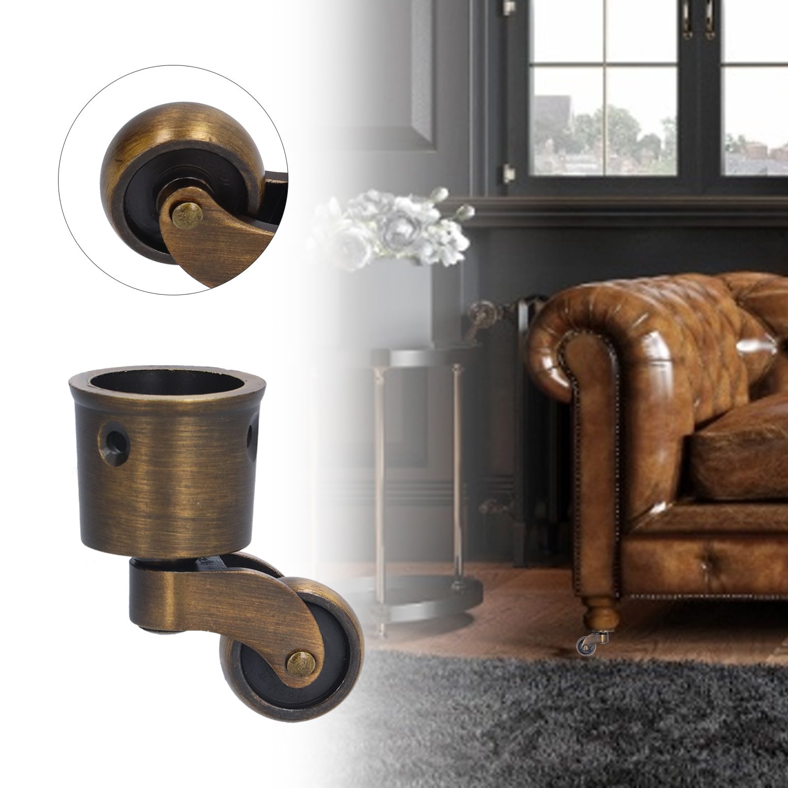 Round Cup Caster Zinc Alloy Vintage Matt Exquisite Sturdy Durable Stable view 12