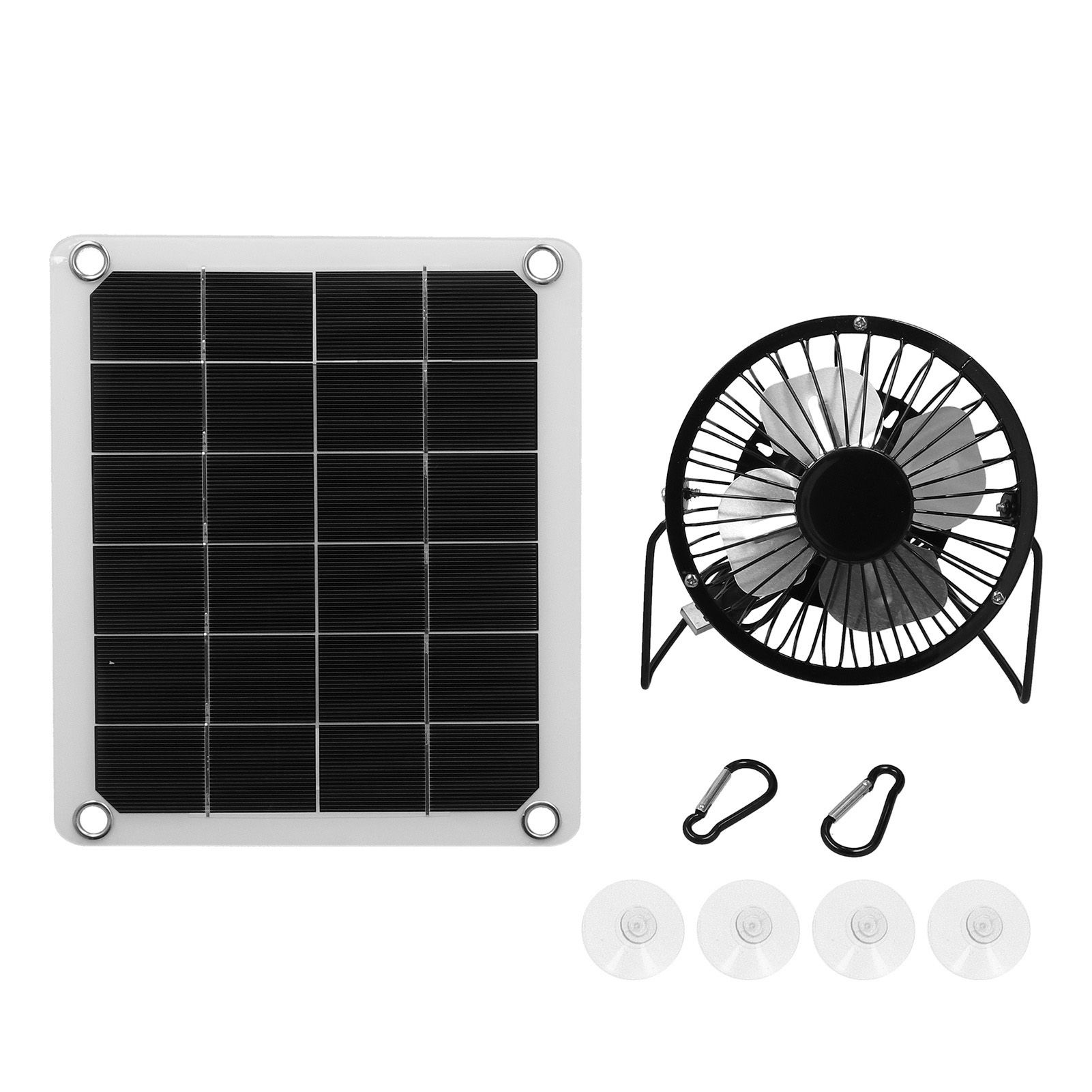 10W Photovoltaic Solar Panel Charger Kit with Fan Dual USB Female Ports for