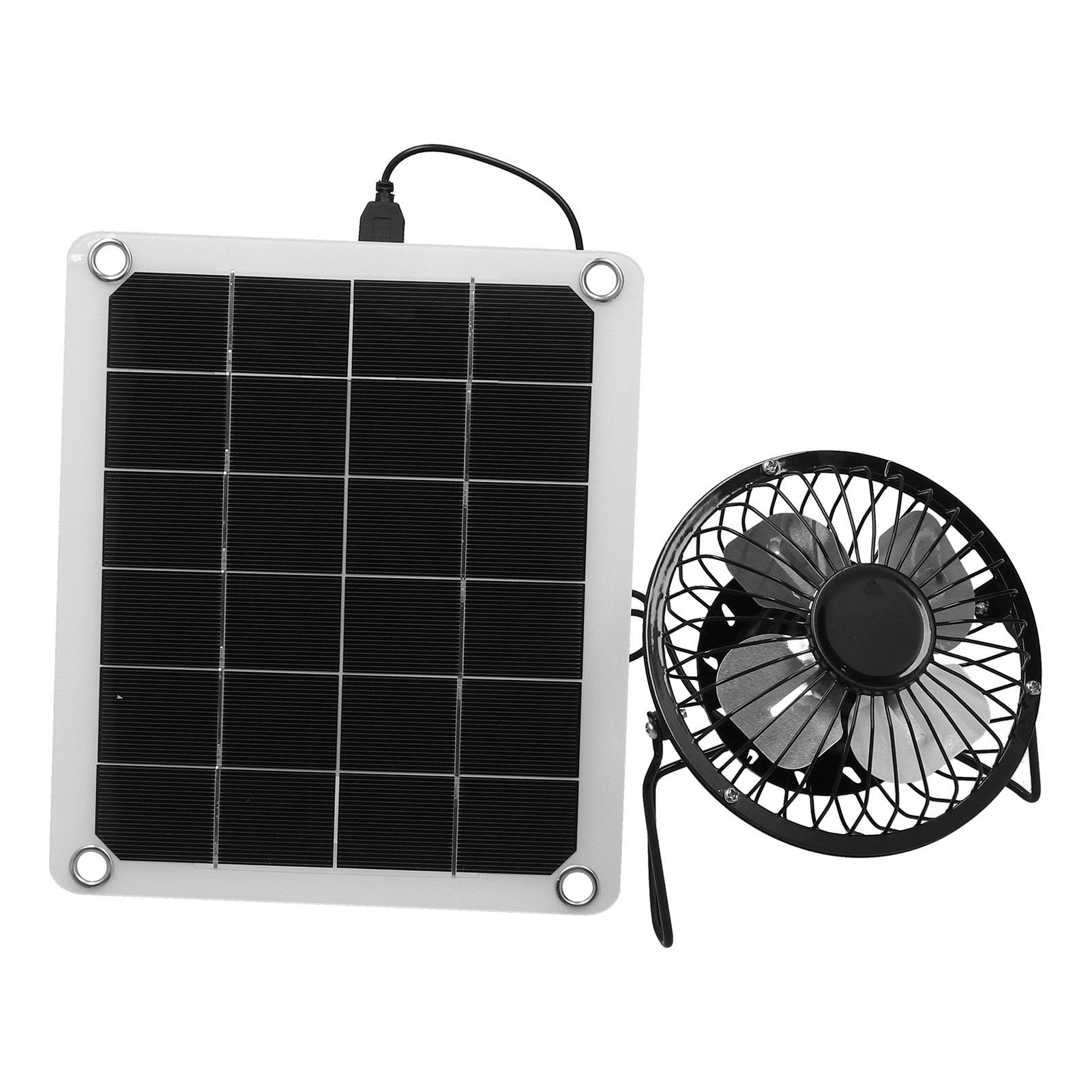10W Photovoltaic Solar Panel Charger Kit with Fan Dual USB Female Ports for view 5