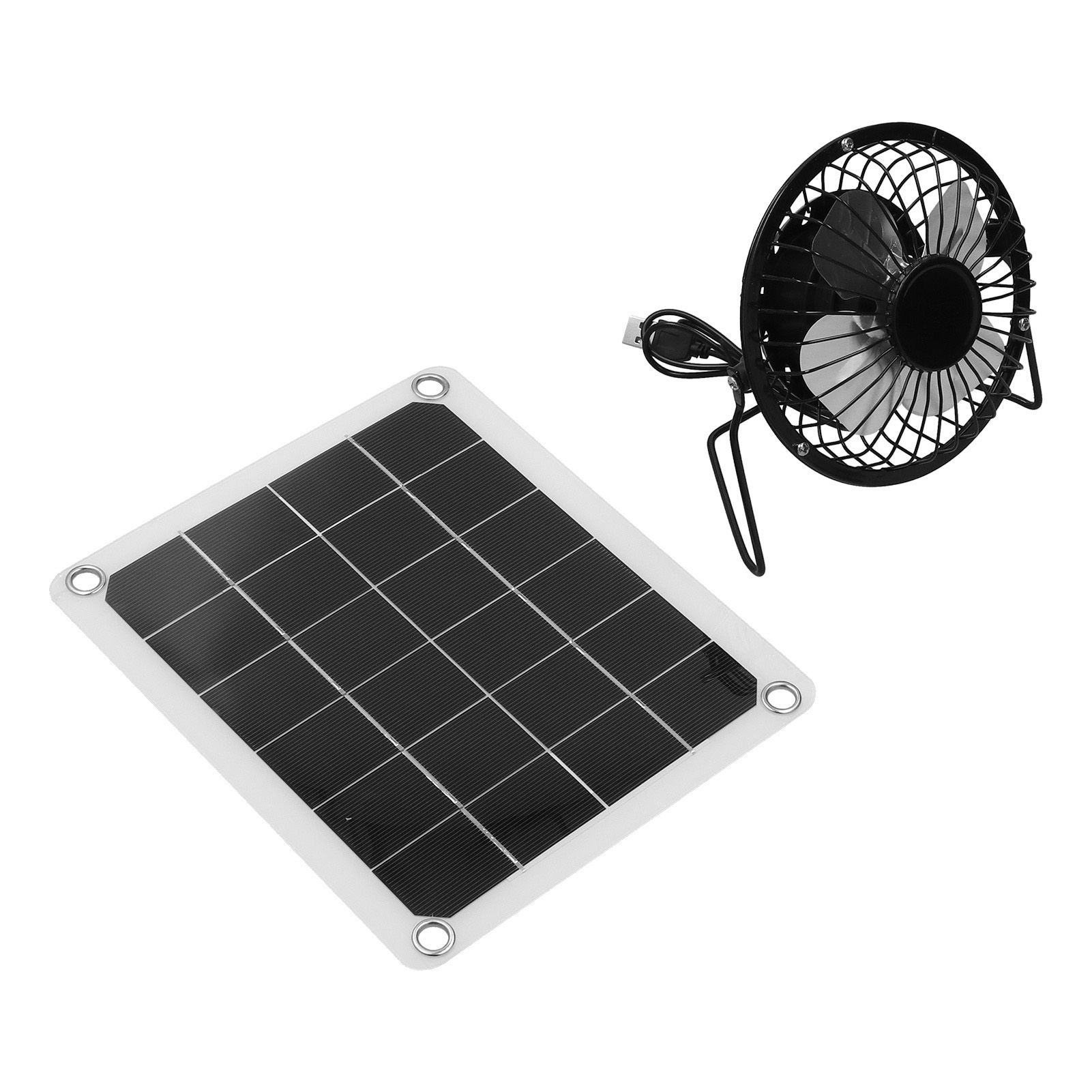 10W Photovoltaic Solar Panel Charger Kit with Fan Dual USB Female Ports for view 6