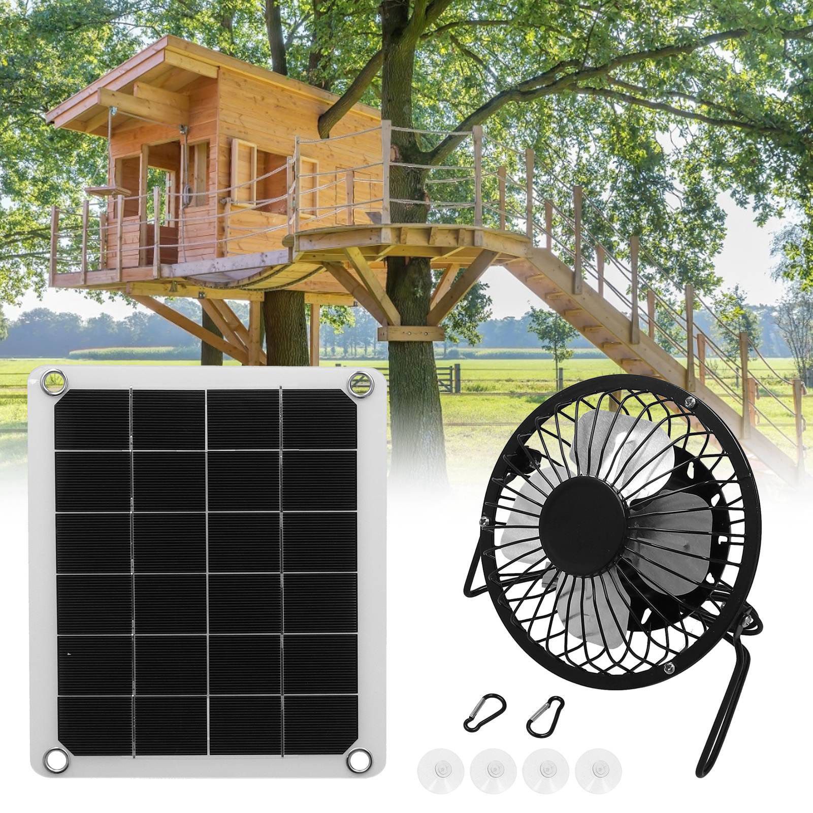 10W Photovoltaic Solar Panel Charger Kit with Fan Dual USB Female Ports for view 11