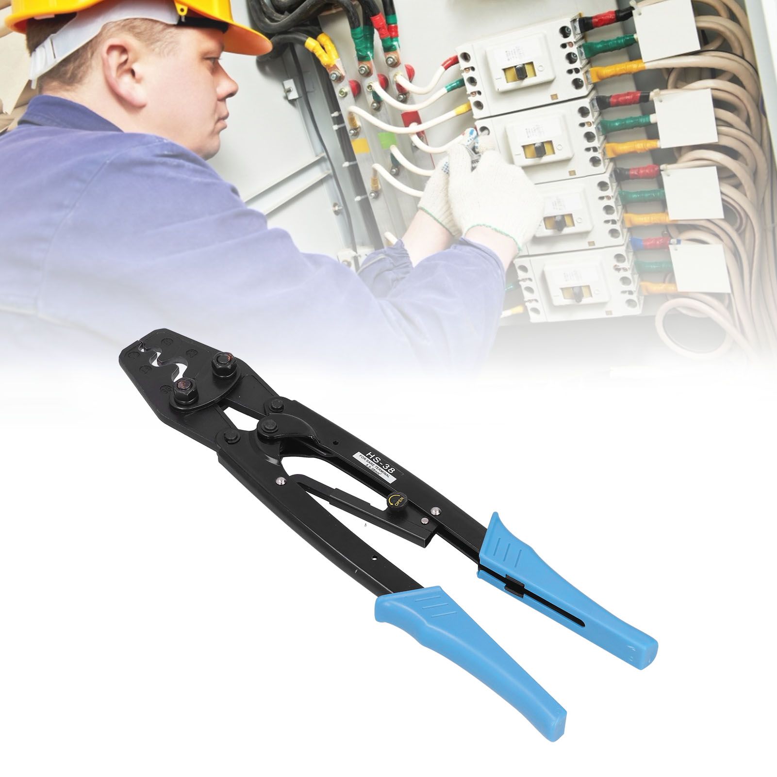 Labor Saving Crimping Pliers Bare Terminal Wire Rope Crimping Tool 5.5-38mm view 12