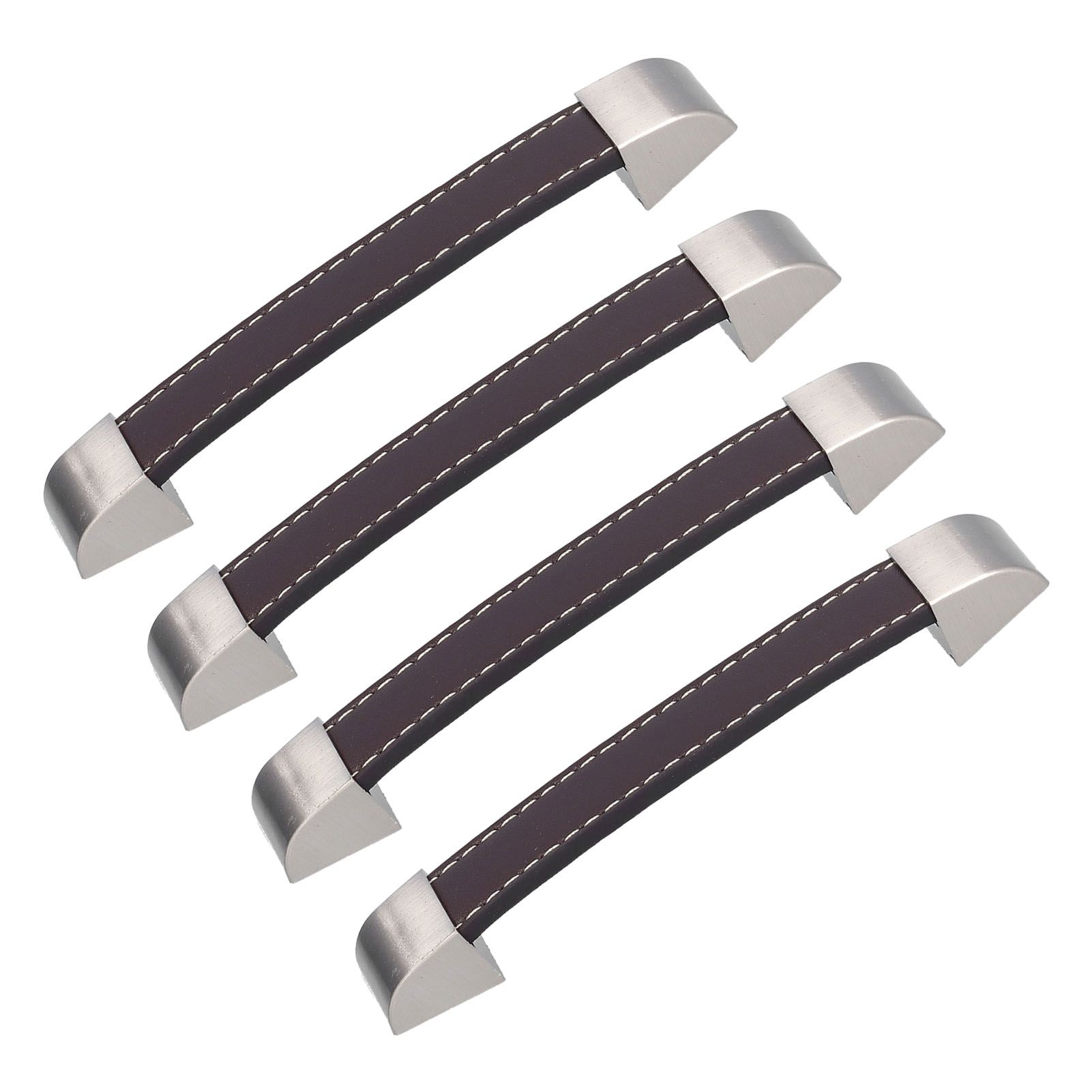 4 Set Furniture Handle Brown Rectangular Drawer Pull for Cabinet Side Doors view 2