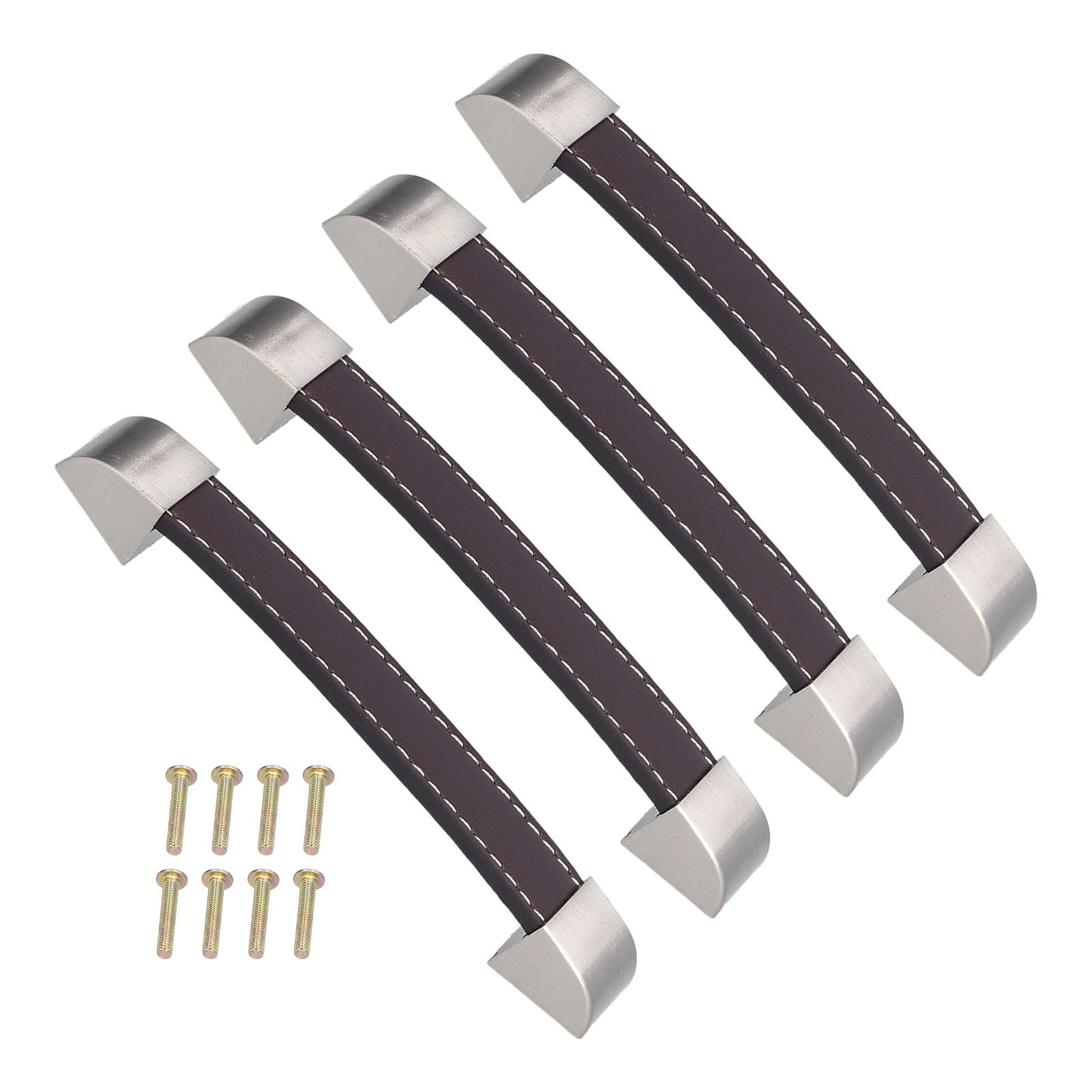 4 Set Furniture Handle Brown Rectangular Drawer Pull for Cabinet Side Doors view 4