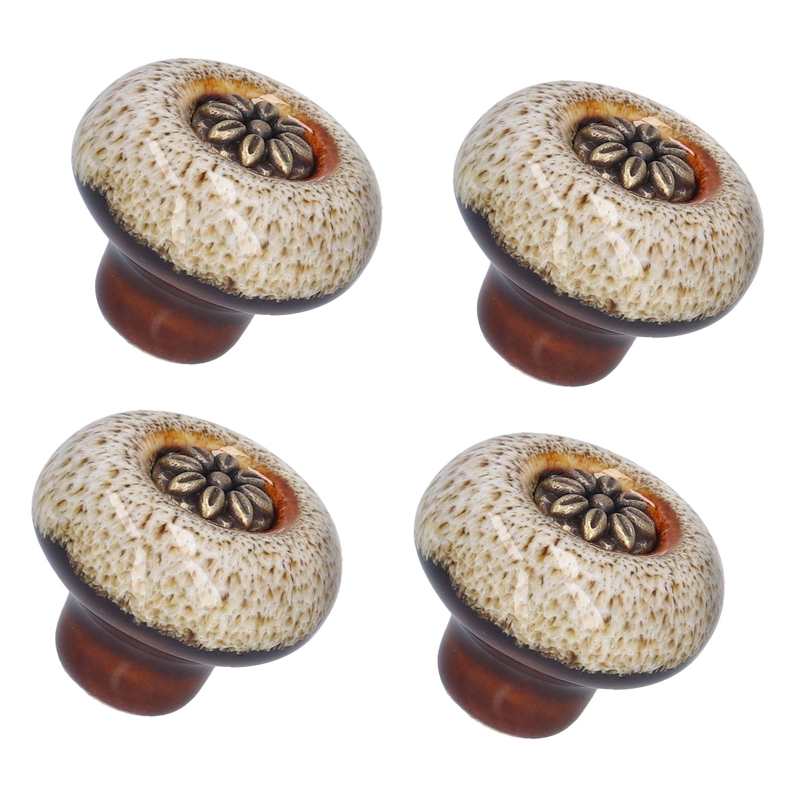 4 Set Cabinet Handle Retro Round Shaped Single Hole Door Knob for Home Bedroom view 3