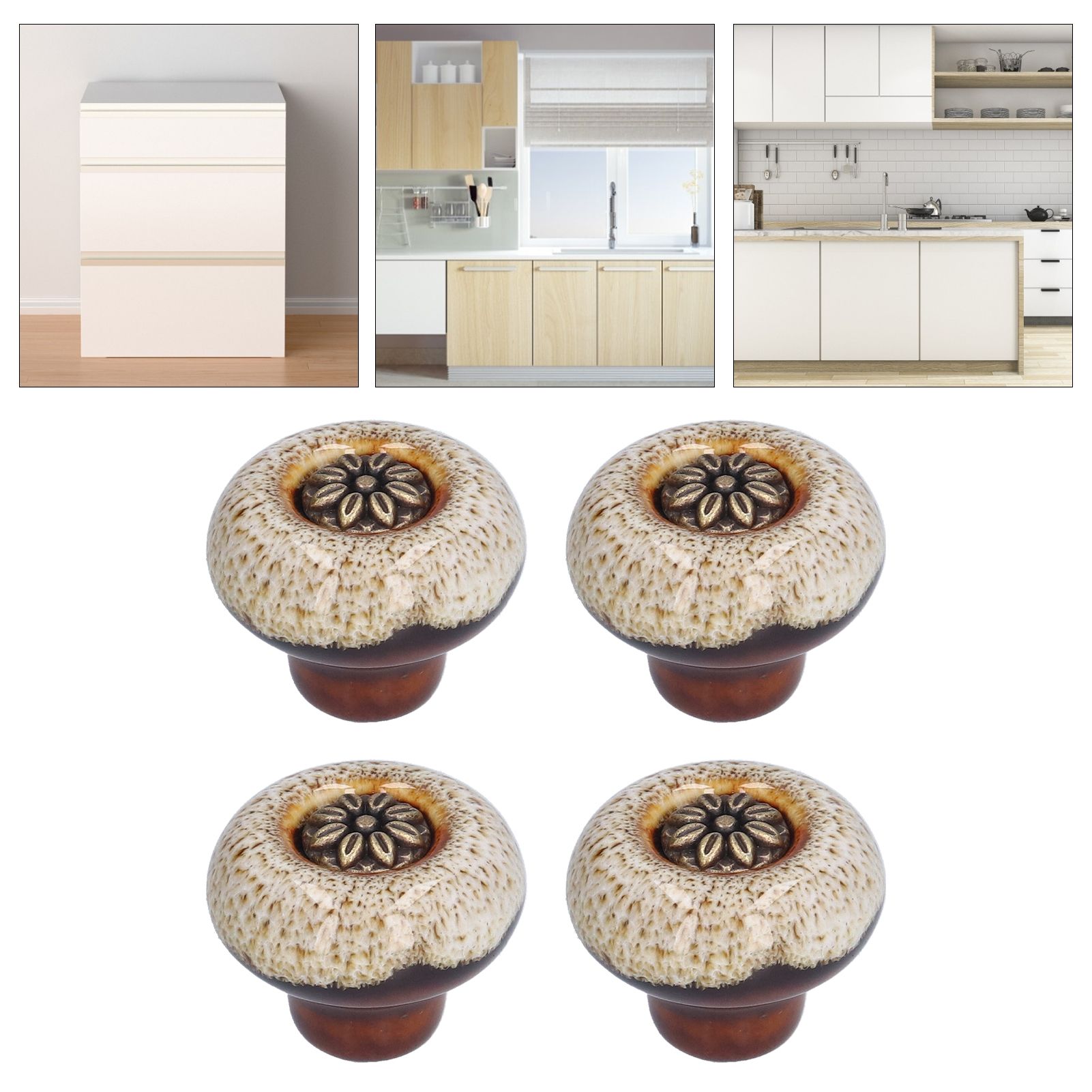 4 Set Cabinet Handle Retro Round Shaped Single Hole Door Knob for Home Bedroom view 12