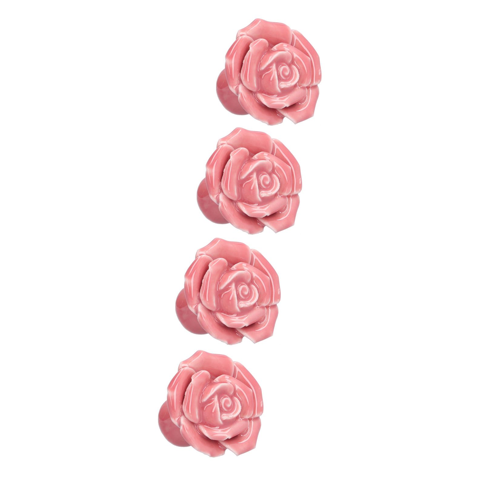 4 Set Rose Shaped Handle Modern Ceramic Cabinet Knob for Home Living Room view 5