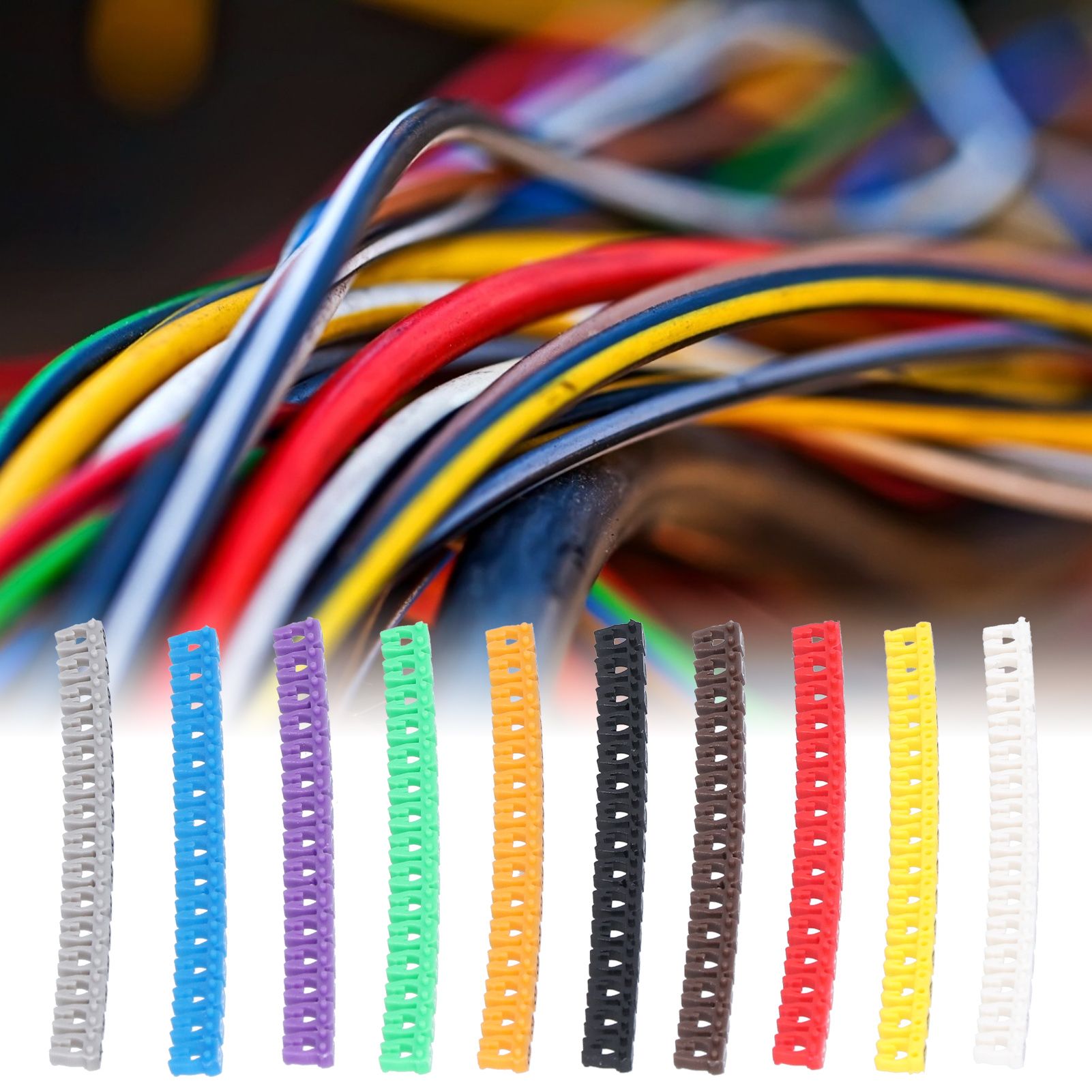 Clip On Cable Marker Waterproof Cable Identification Tube Colorful 0‑9 Number view 12