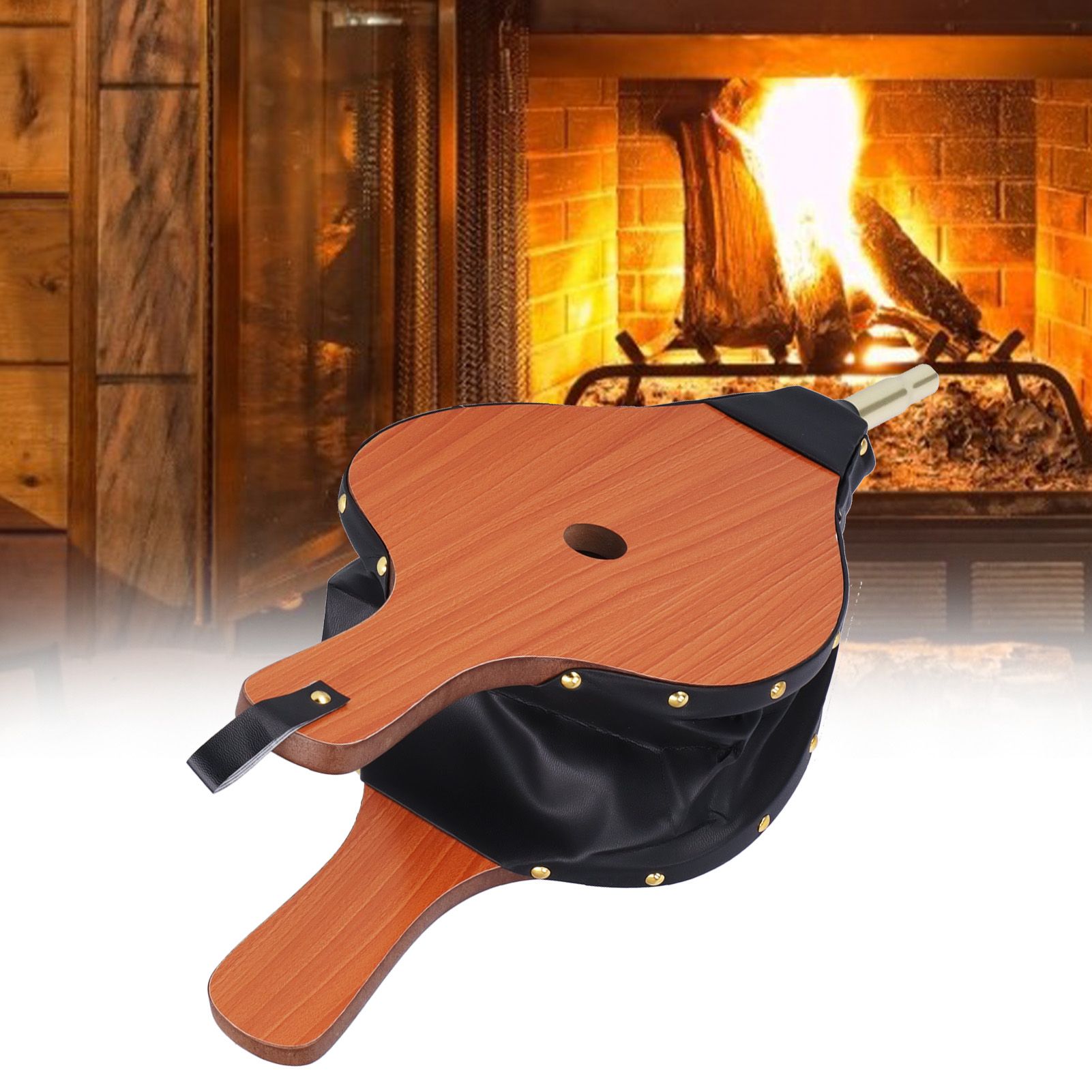 Wood Fireplace Bellows Large Wood Air Blower Cast Nozzle with Hanging Strap view 12