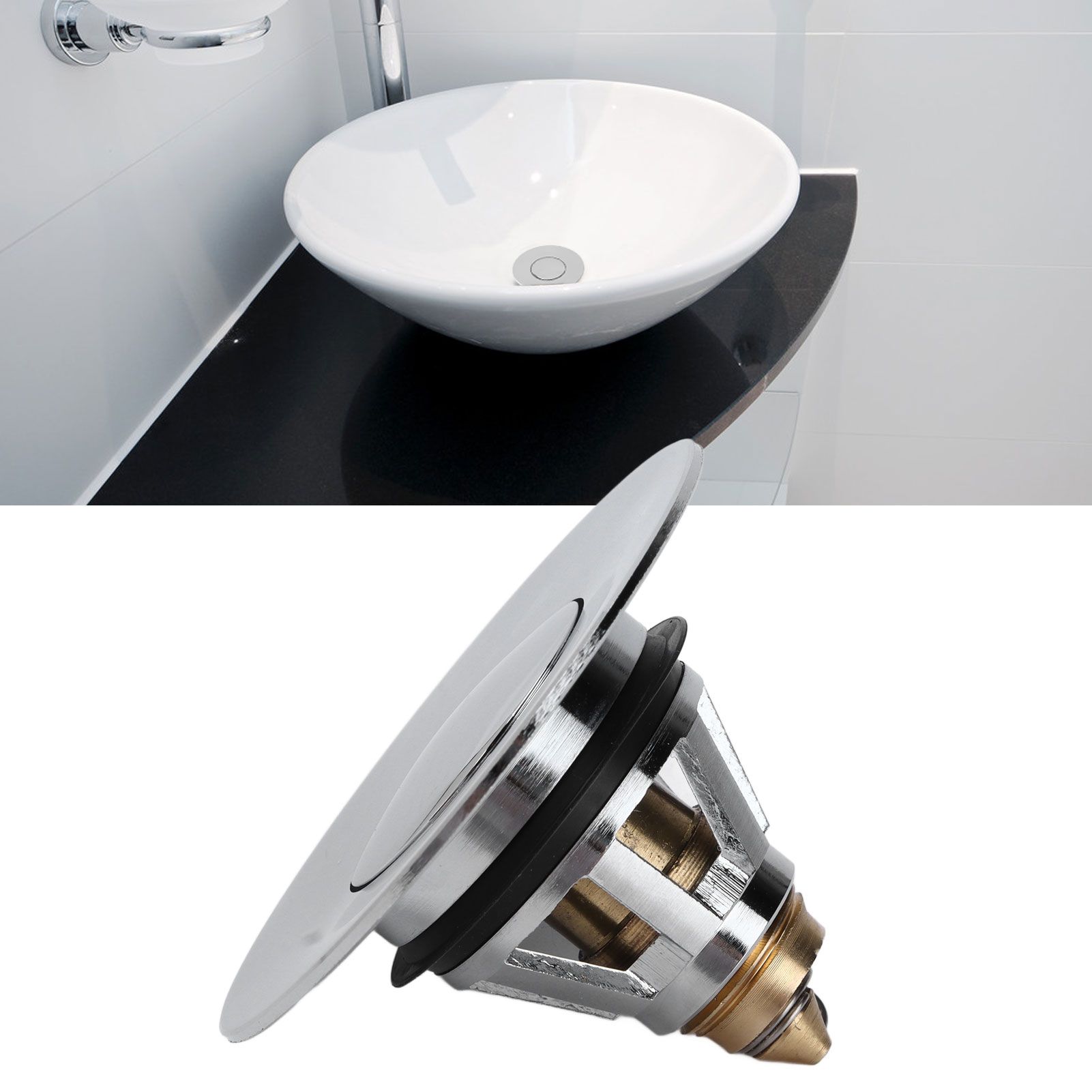 Wash Basin Bounce Drain Filter with Gasket Push Type Sink Draining Stopper view 12