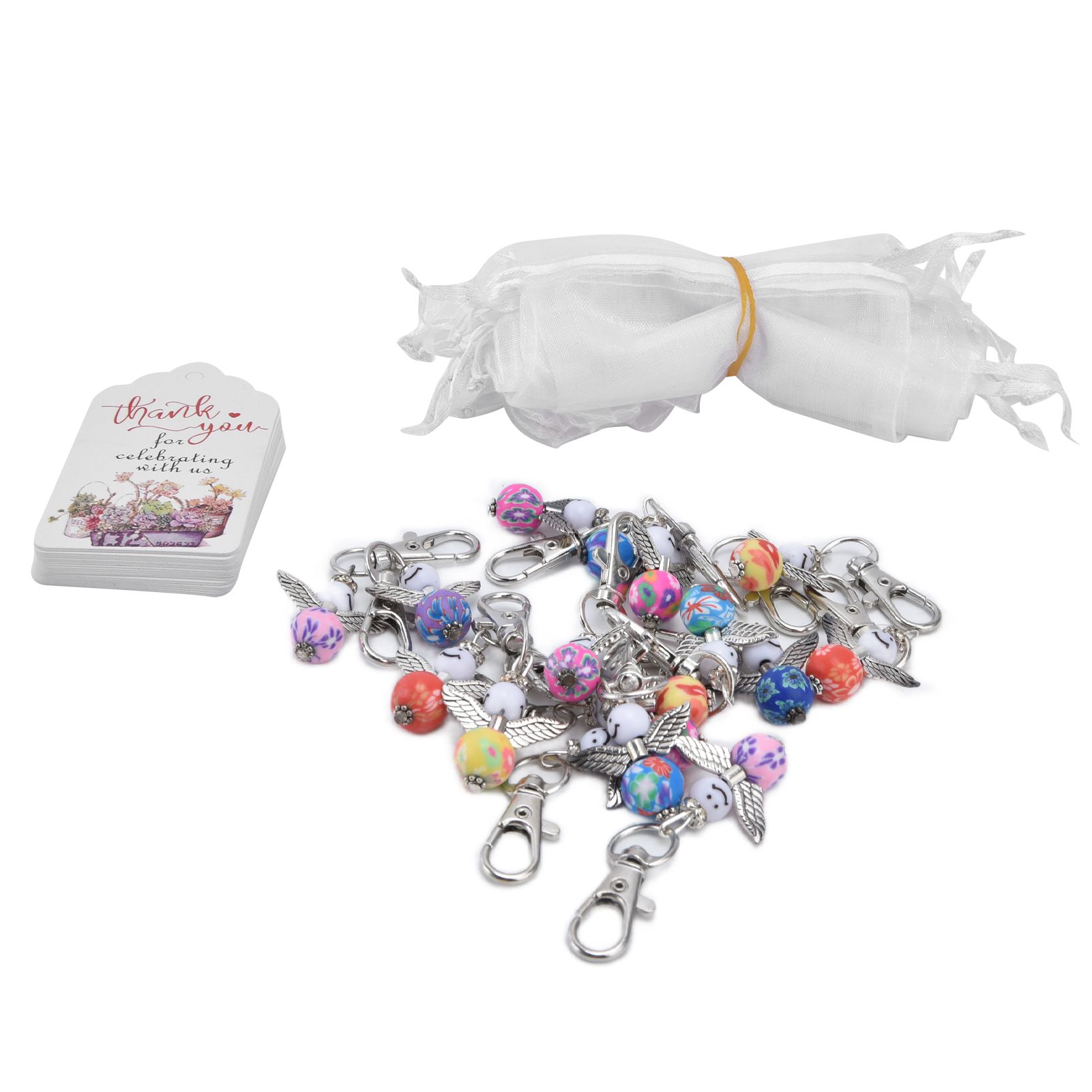 20PCS Cute Keychain Set with Cards Gift Bags for Baby Shower Bridal Shower