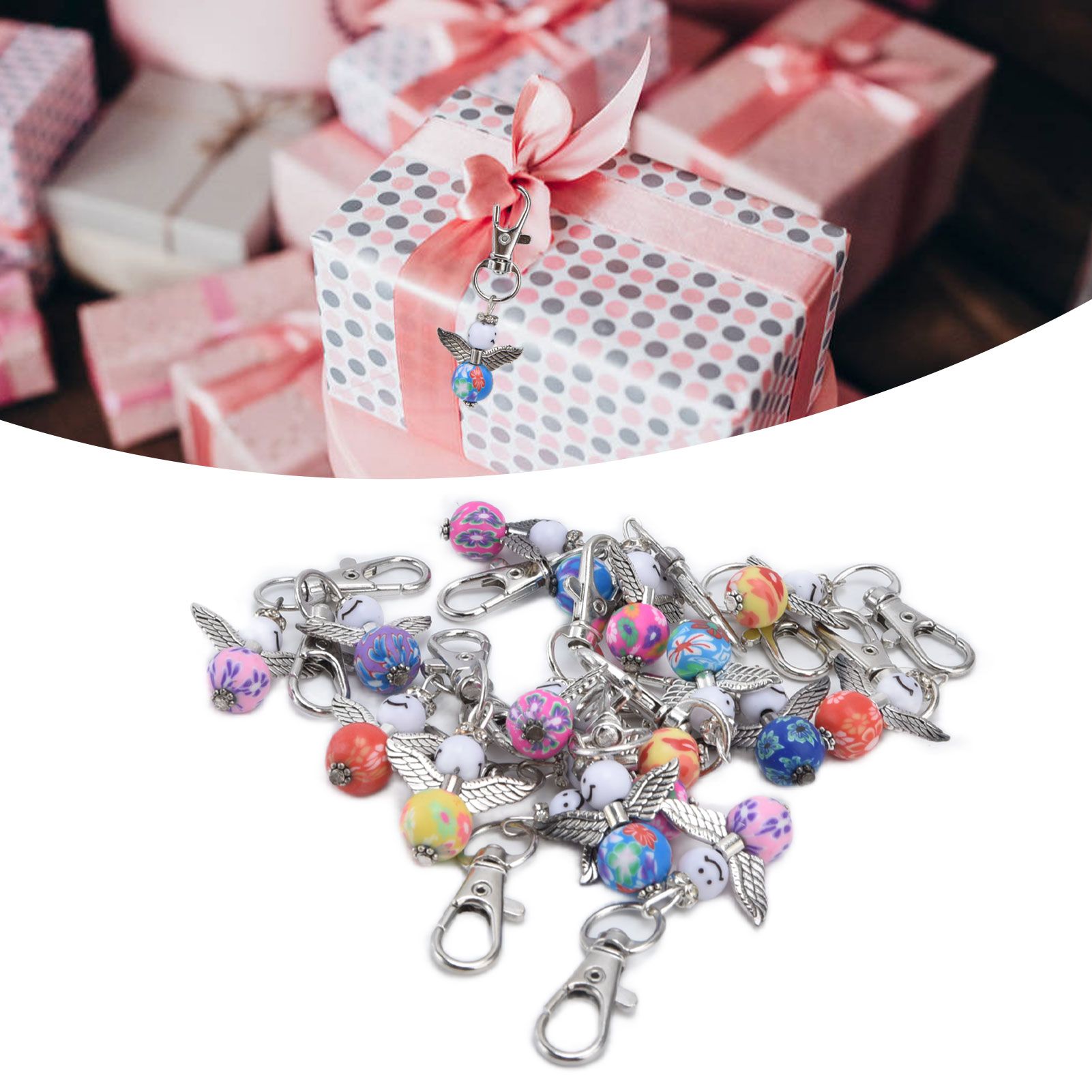 20PCS Cute Keychain Set with Cards Gift Bags for Baby Shower Bridal Shower view 12