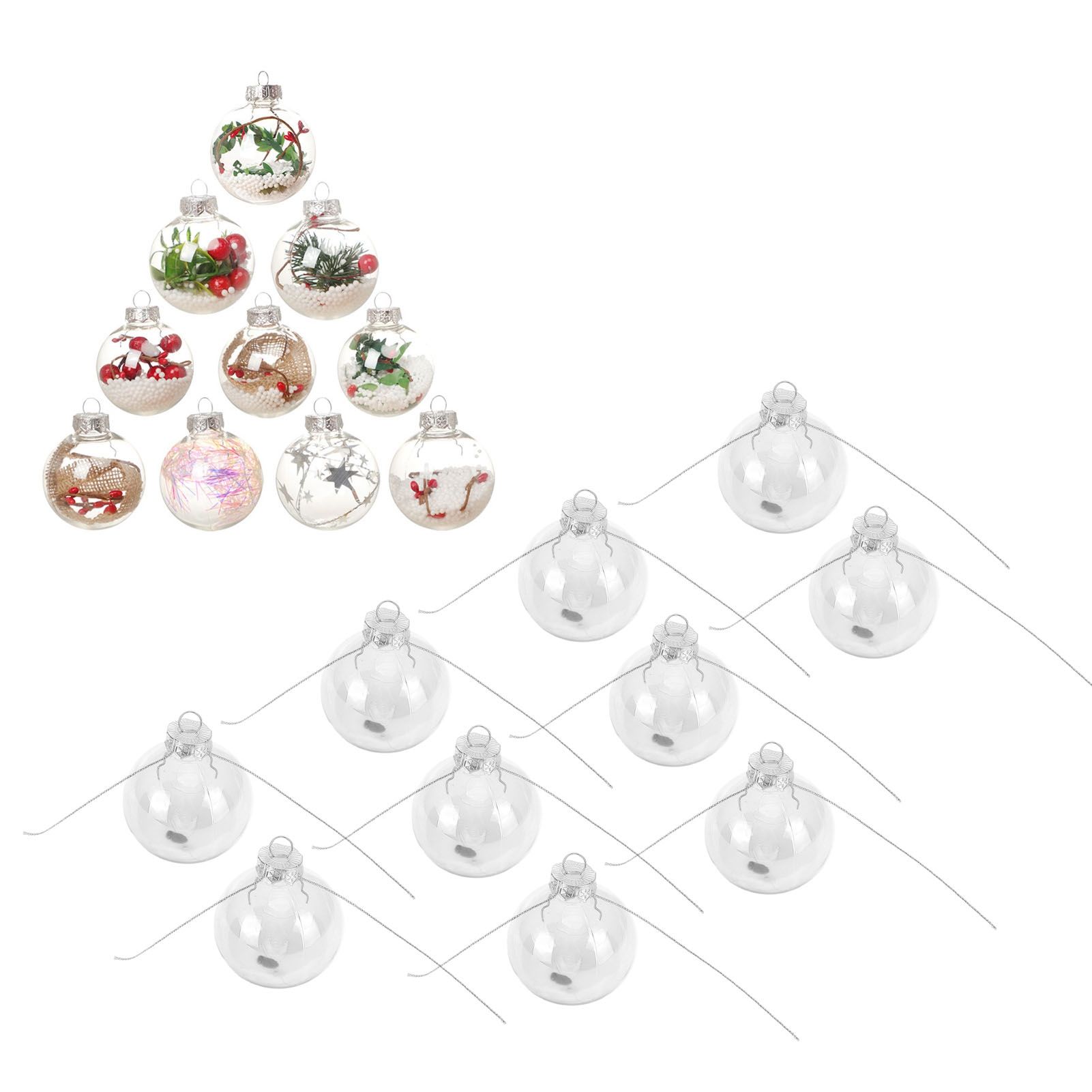 10Pcs/Set Decorative Hanging Ball Reusable Fillable Transparent Christmas Ball view 11