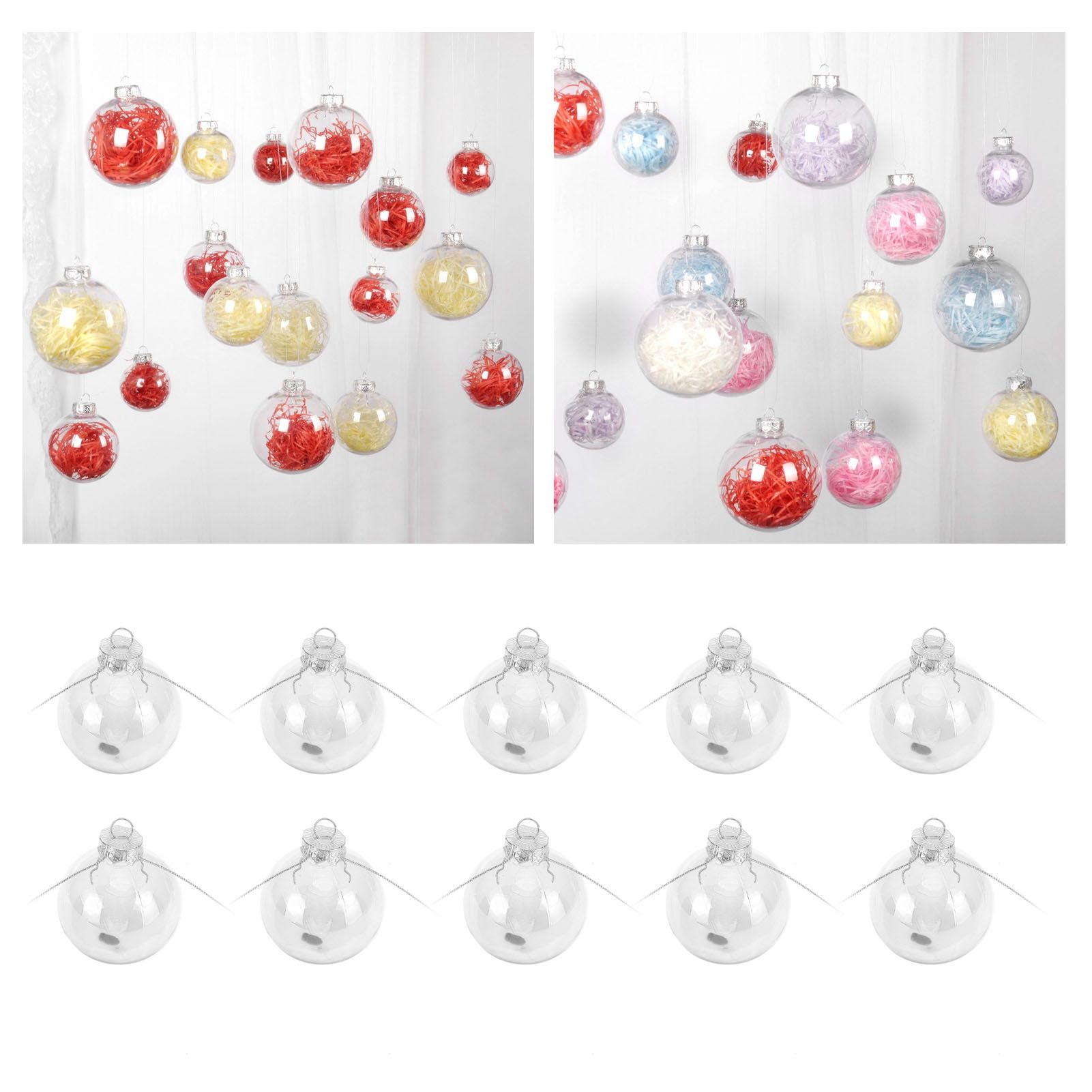 10Pcs/Set Decorative Hanging Ball Reusable Fillable Transparent Christmas Ball view 12
