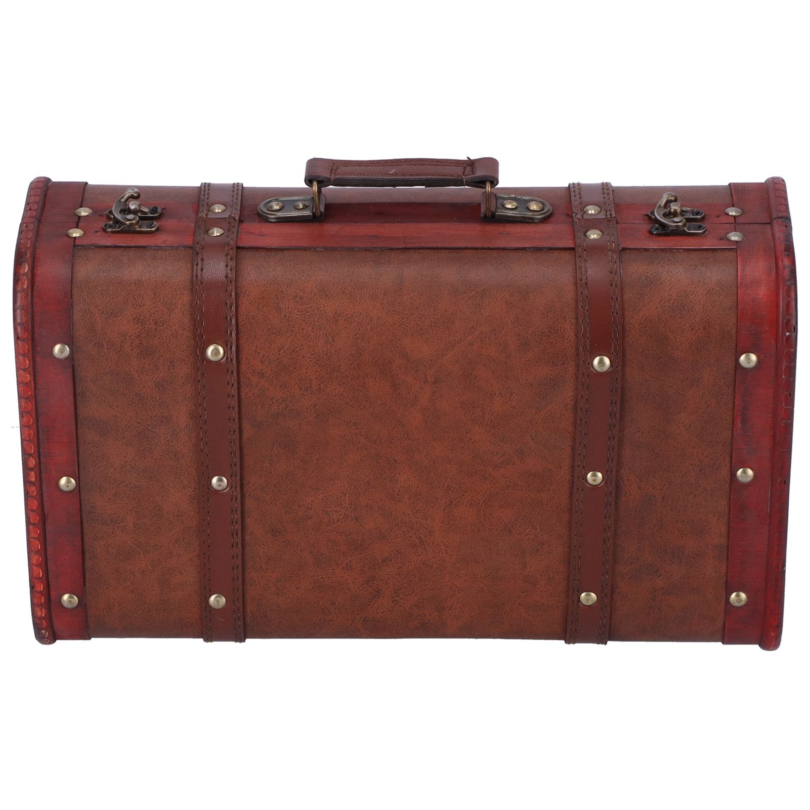 Antique Suitcase Portable Wooden Storage Chest Collection Ornaments view 3