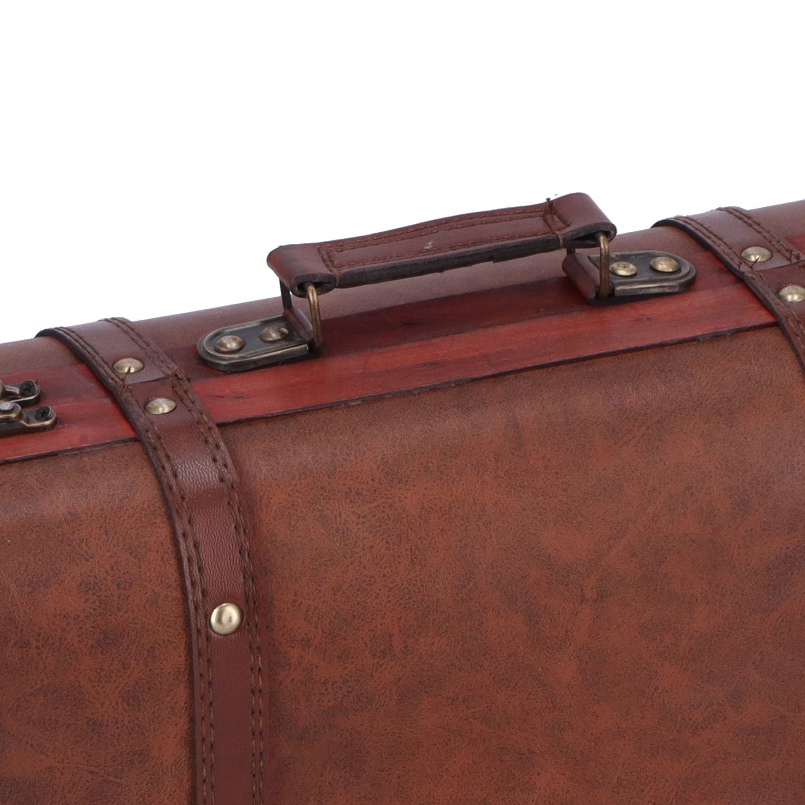 Antique Suitcase Portable Wooden Storage Chest Collection Ornaments view 14