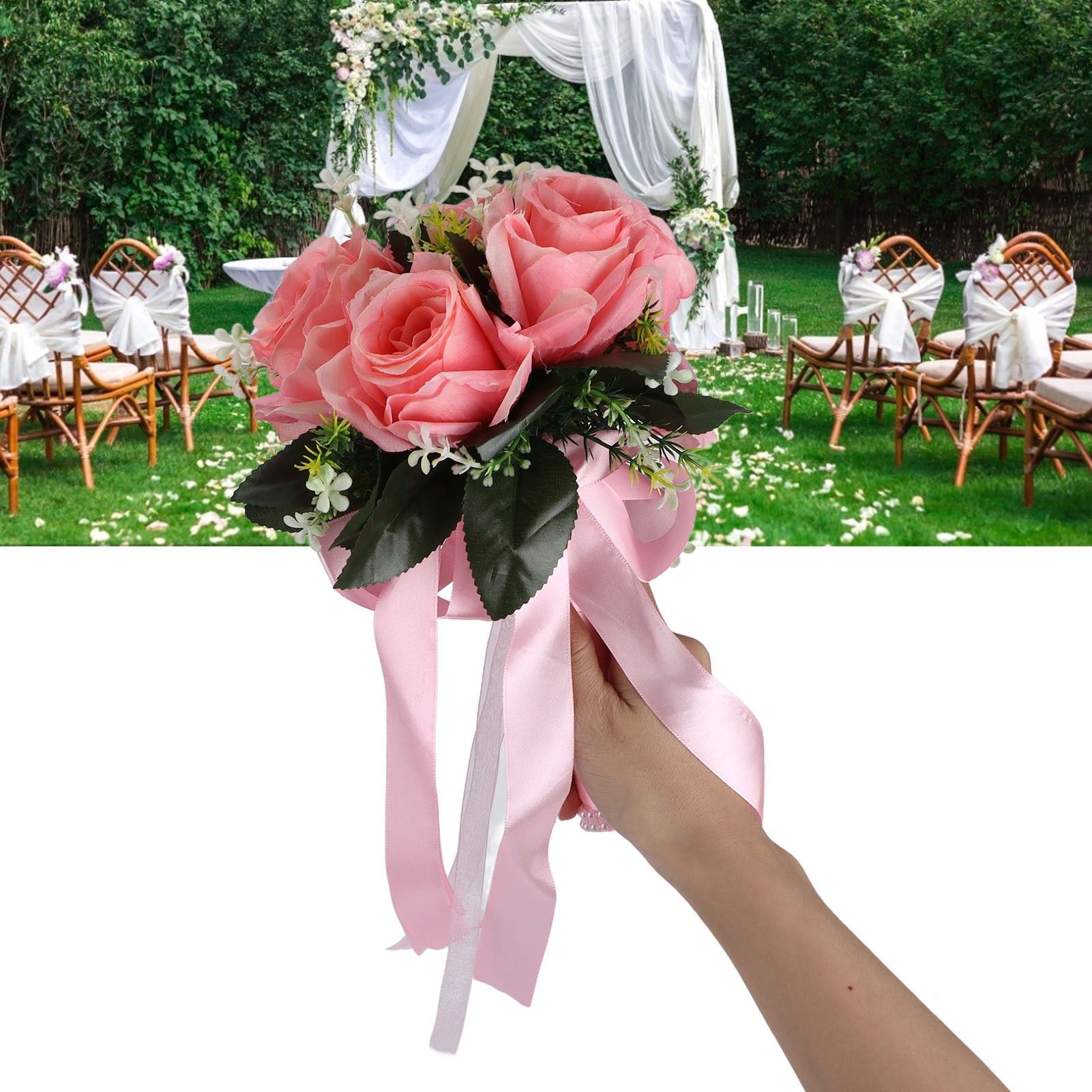 Artificial Wedding Bouquet Silk Flower Simulation Rose Bouquet for Bride view 12