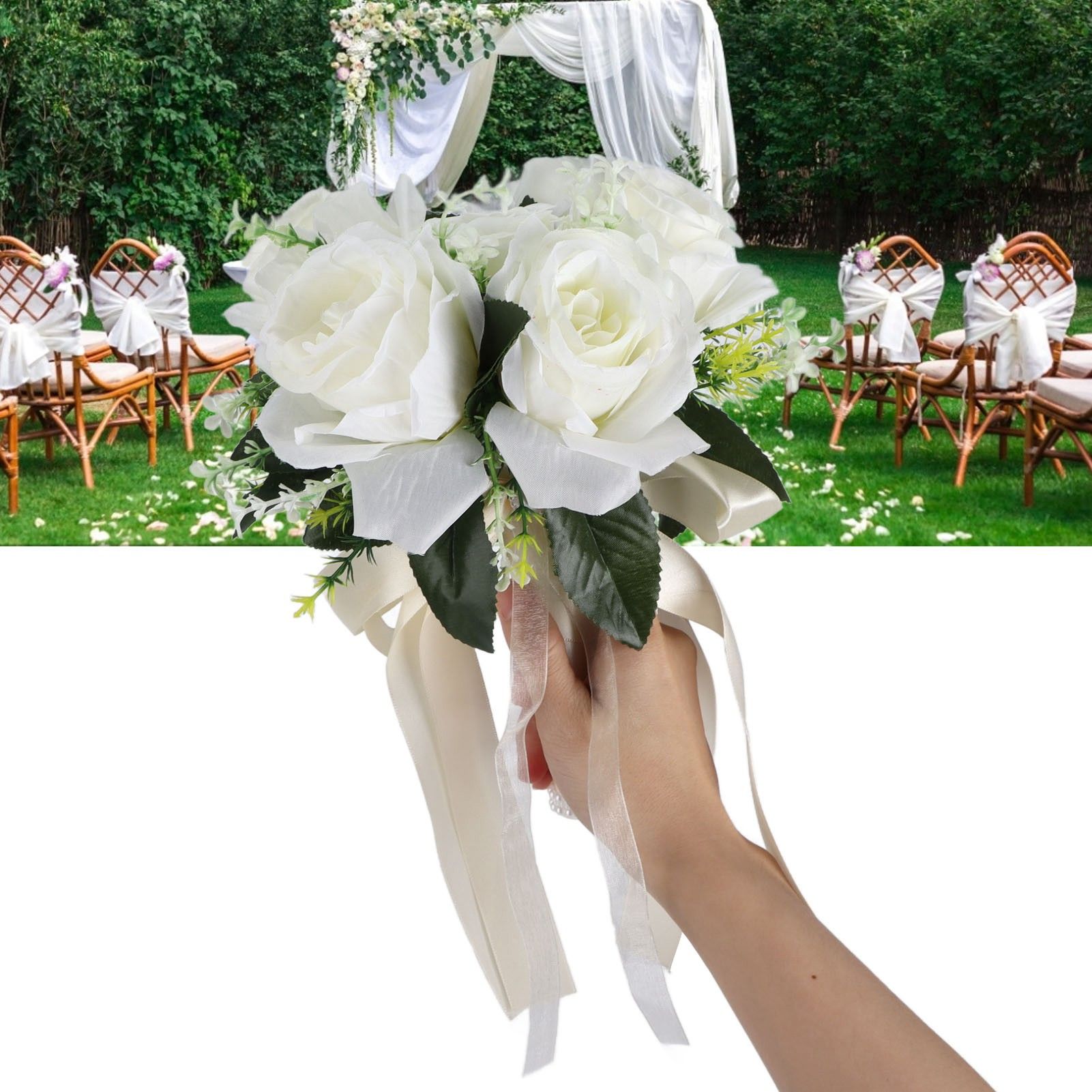 Artificial Wedding Bouquet Silk Flower Simulation Rose Bouquet for Bride view 12