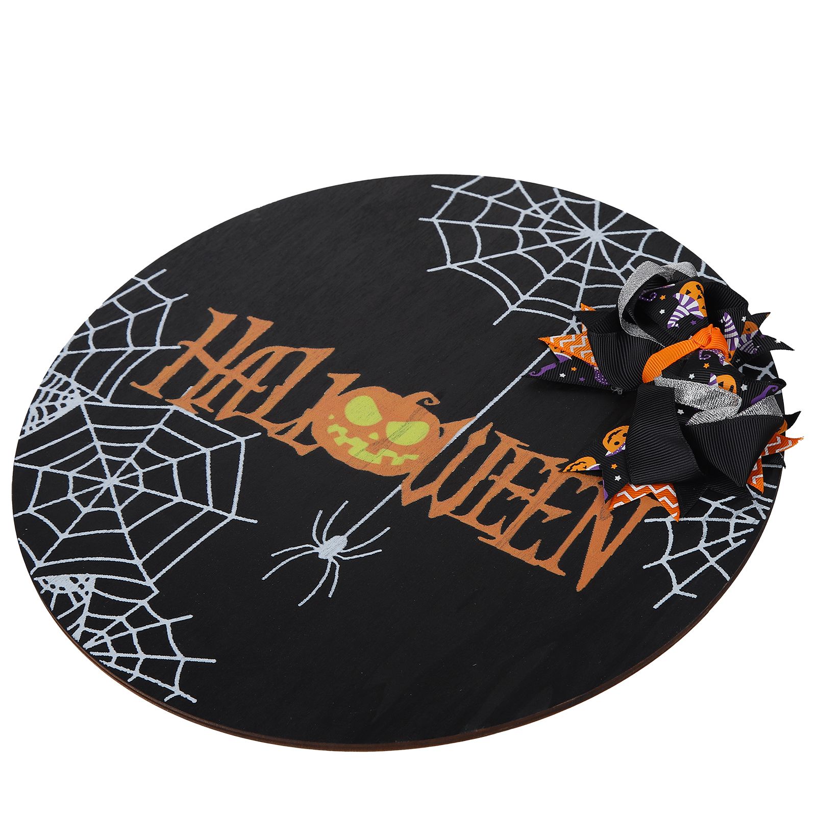 Spider Web Pattern Welcome Sign Wooden Hanging Door Hanger for Halloween view 5
