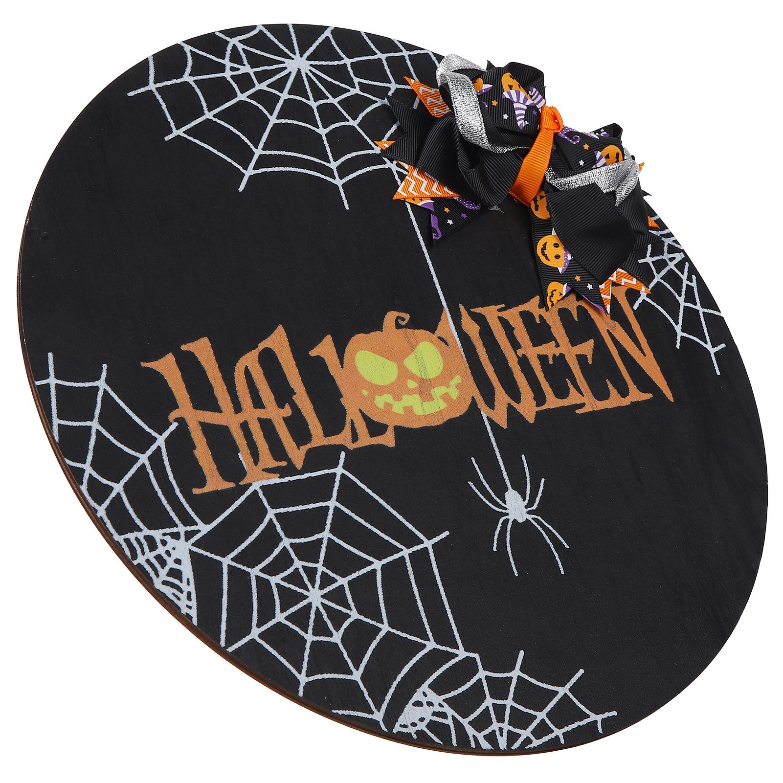 Spider Web Pattern Welcome Sign Wooden Hanging Door Hanger for Halloween view 6