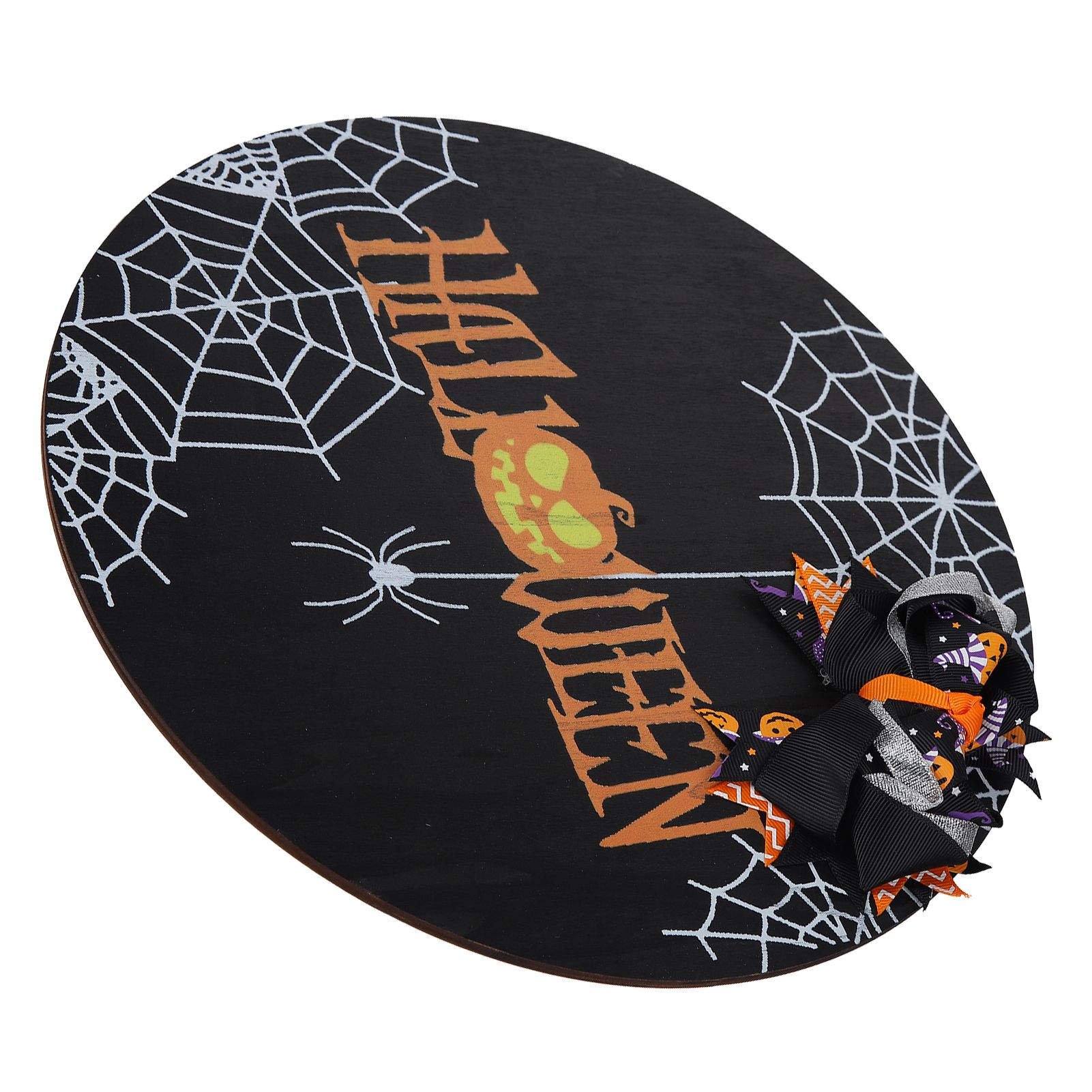 Spider Web Pattern Welcome Sign Wooden Hanging Door Hanger for Halloween view 7
