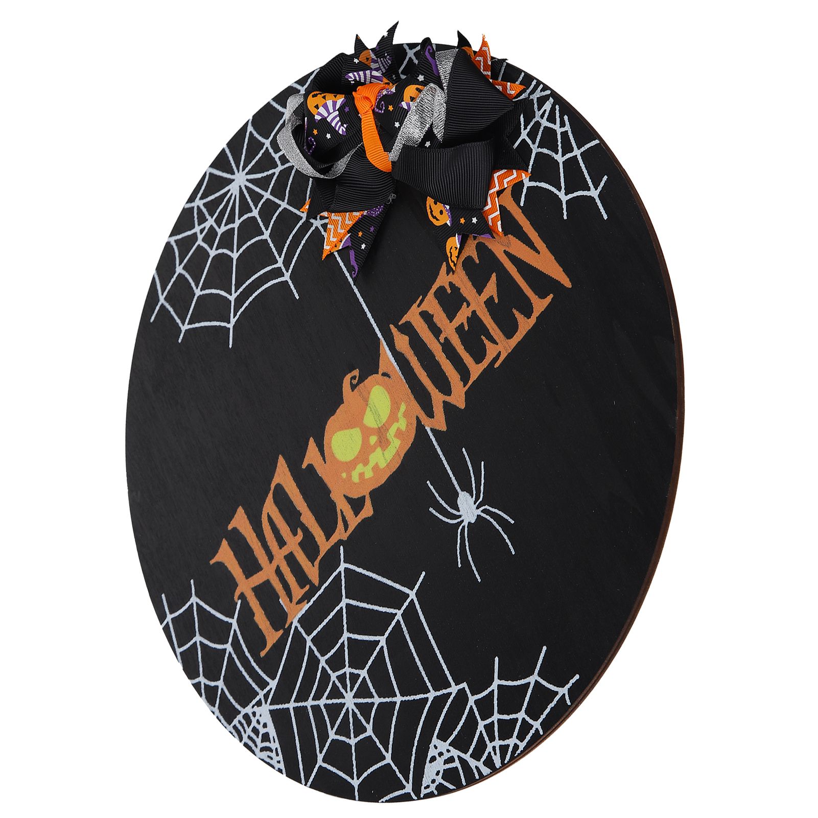 Spider Web Pattern Welcome Sign Wooden Hanging Door Hanger for Halloween view 10