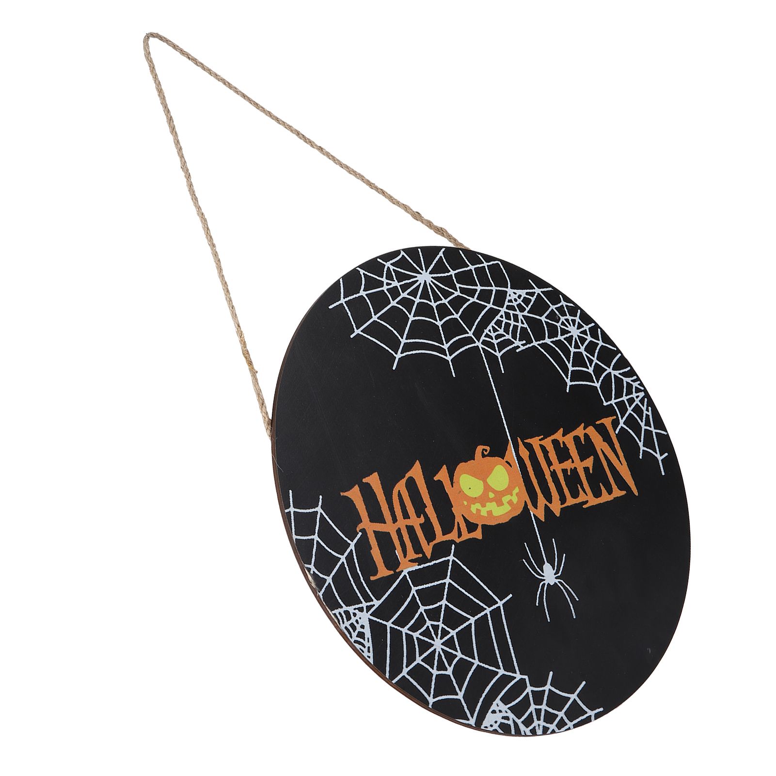 Spider Web Pattern Welcome Sign Wooden Hanging Door Hanger for Halloween view 2