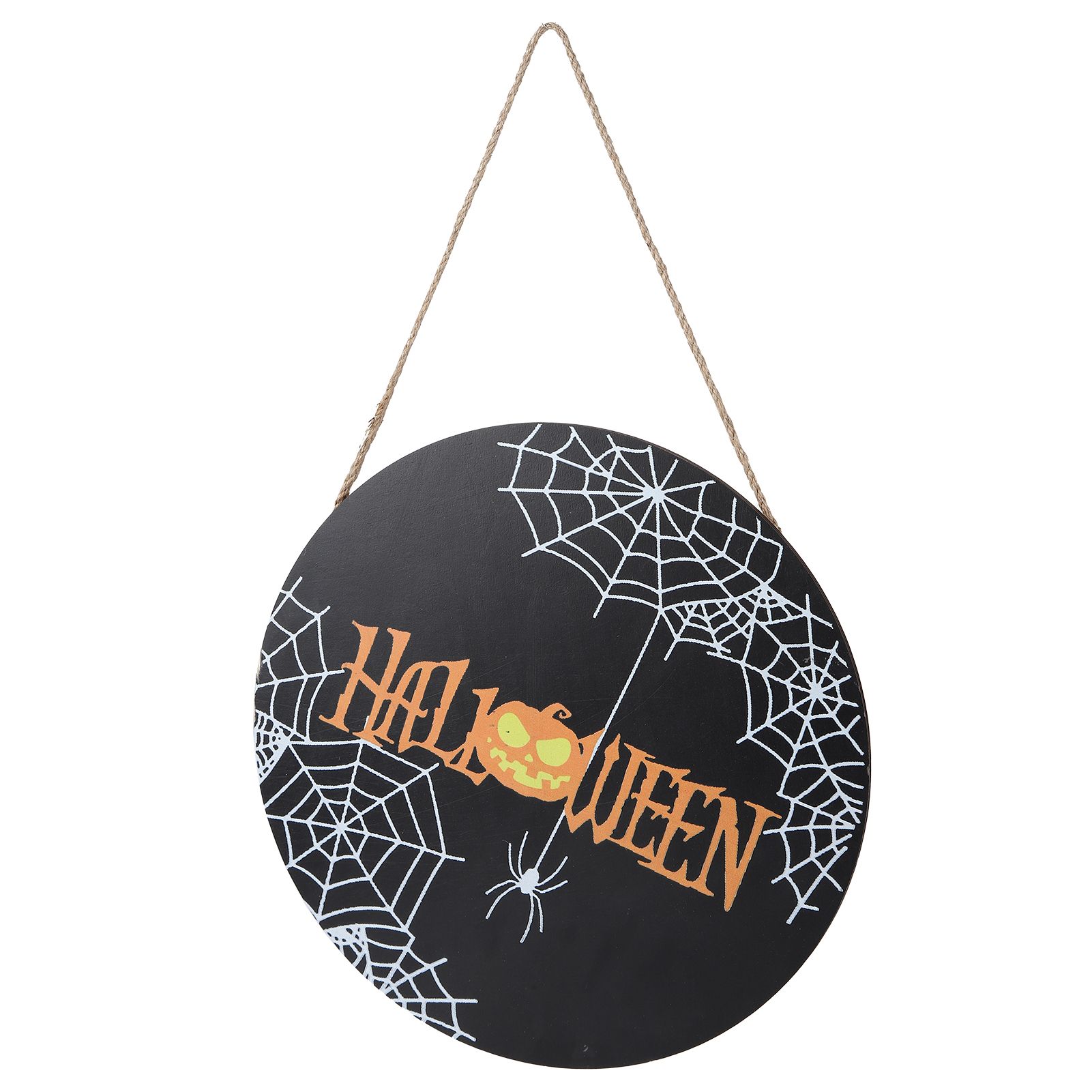 Spider Web Pattern Welcome Sign Wooden Hanging Door Hanger for Halloween view 4