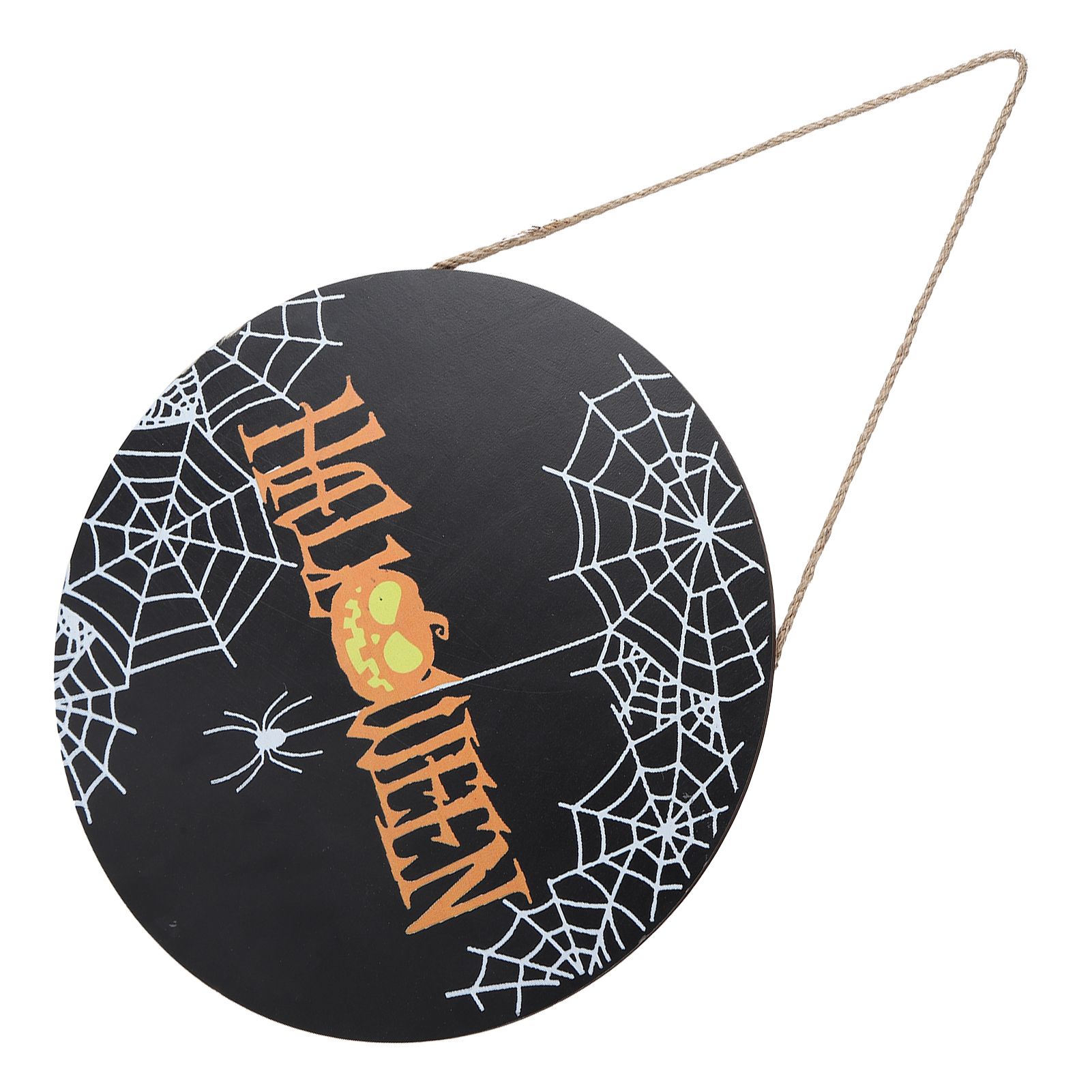 Spider Web Pattern Welcome Sign Wooden Hanging Door Hanger for Halloween view 5