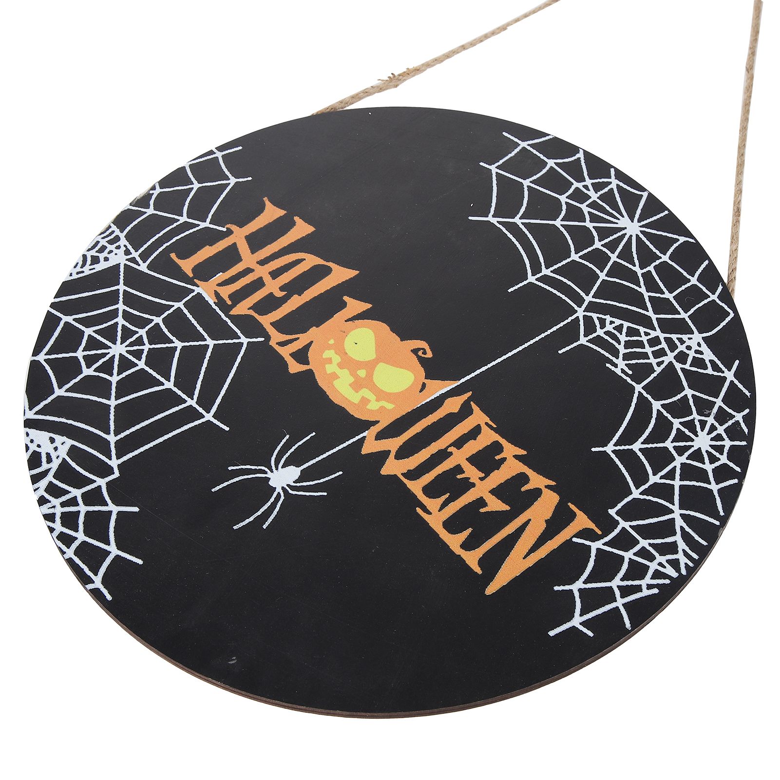 Spider Web Pattern Welcome Sign Wooden Hanging Door Hanger for Halloween view 7