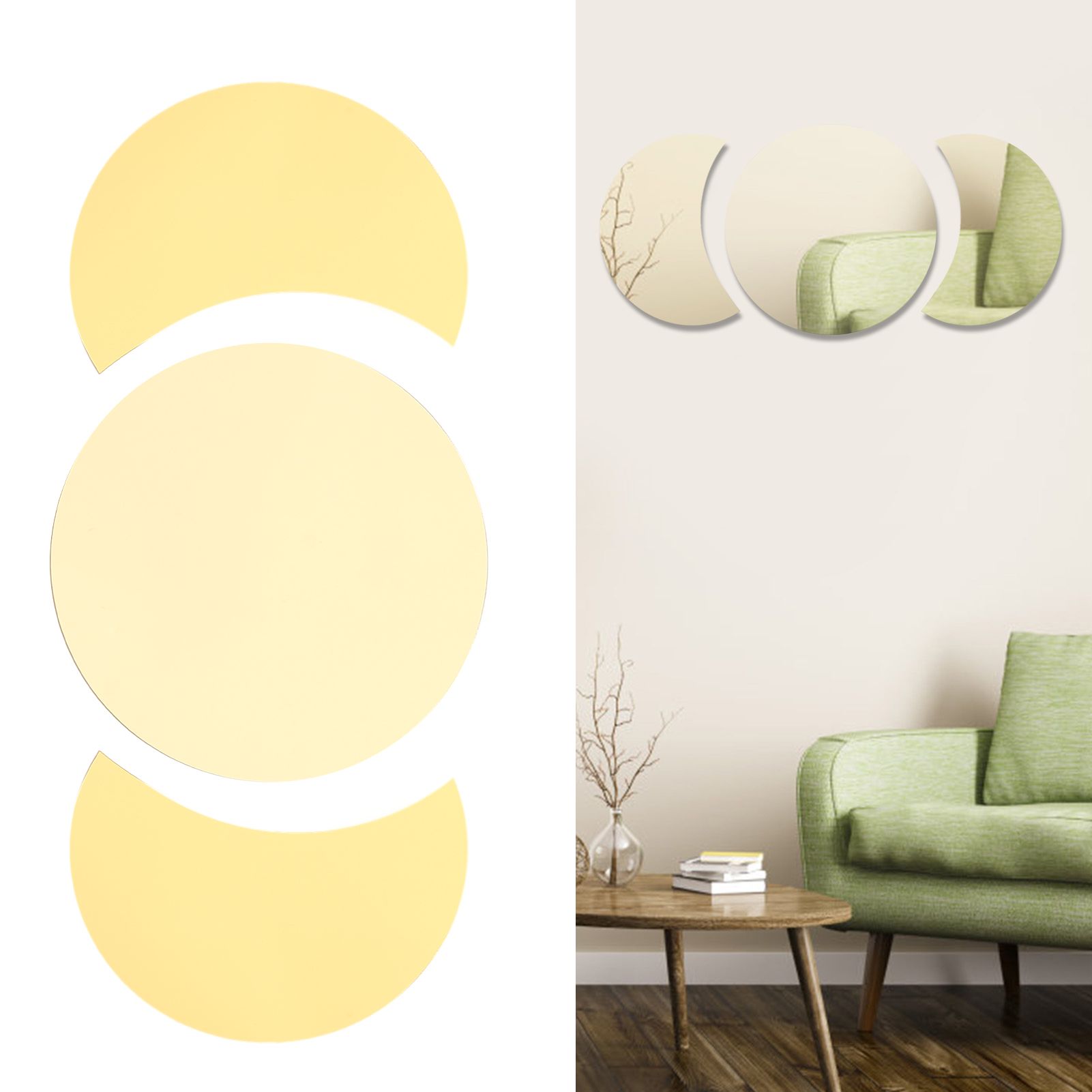 Acrylic Mirror Wall Sticker Sun Half Moon Shape Decorative Background Decal view 12