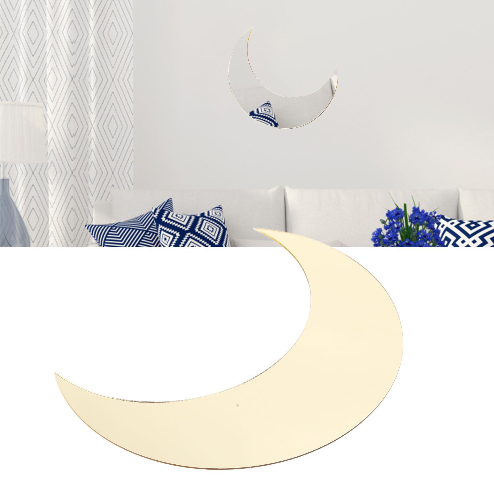 Moon Shape Mirror Wall Sticker Acrylic Decorative Background Decal for Home view 12