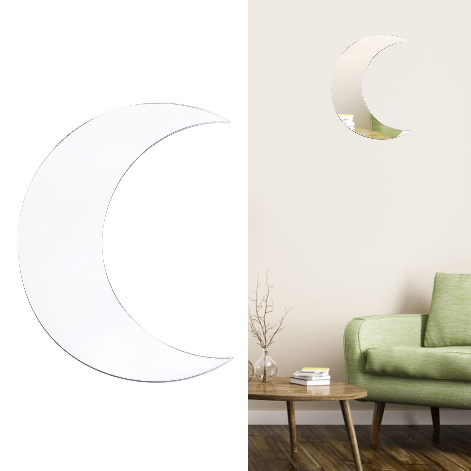 Moon Shape Mirror Wall Sticker Acrylic Decorative Background Decal for Home view 11
