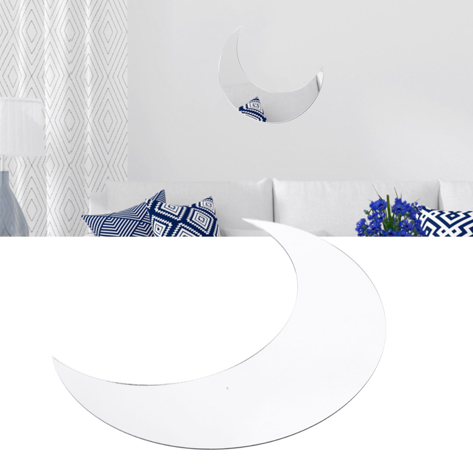 Moon Shape Mirror Wall Sticker Acrylic Decorative Background Decal for Home view 12