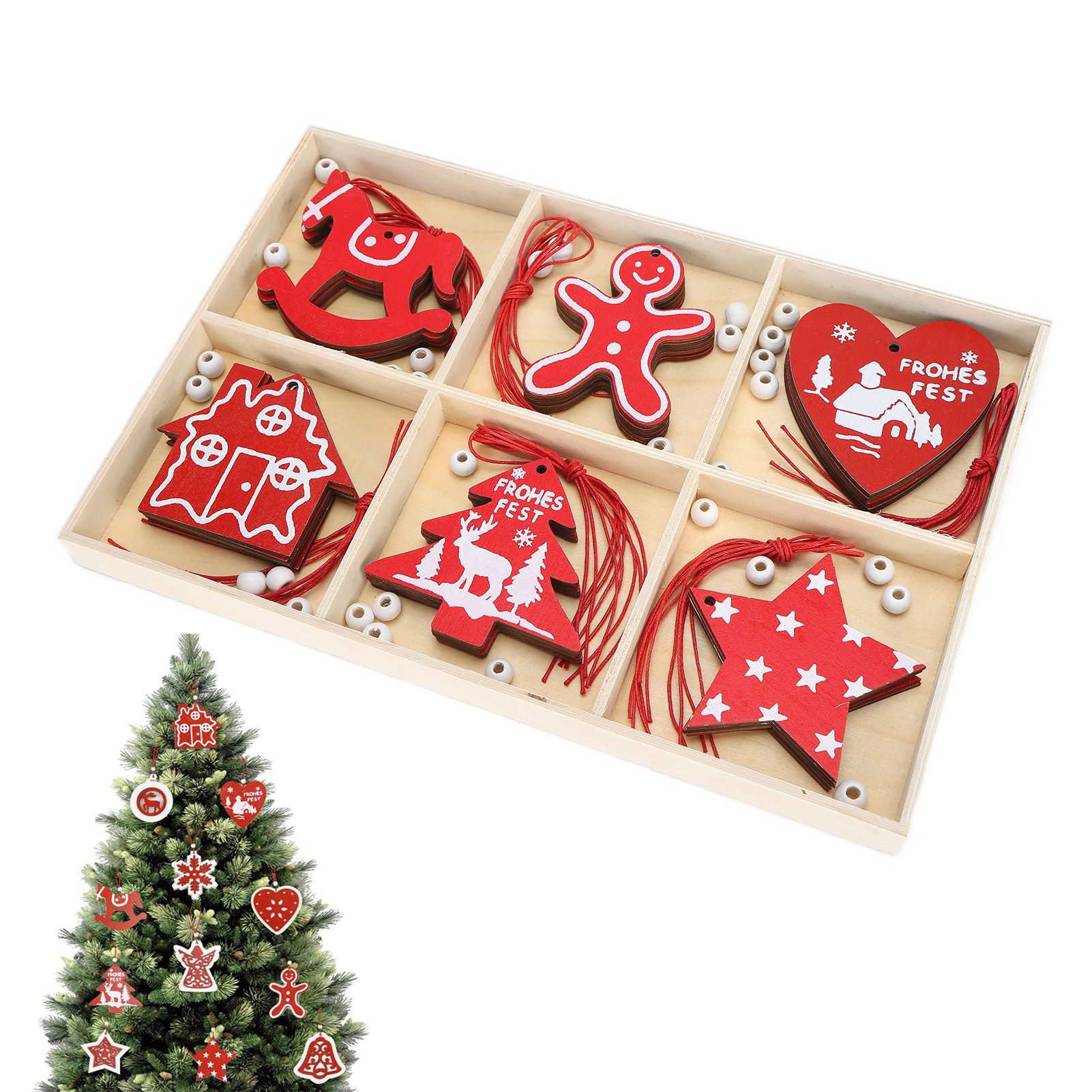 Wooden Hanging Ornaments DIY Christmas Tree Decorative Pendants Decoration view 11