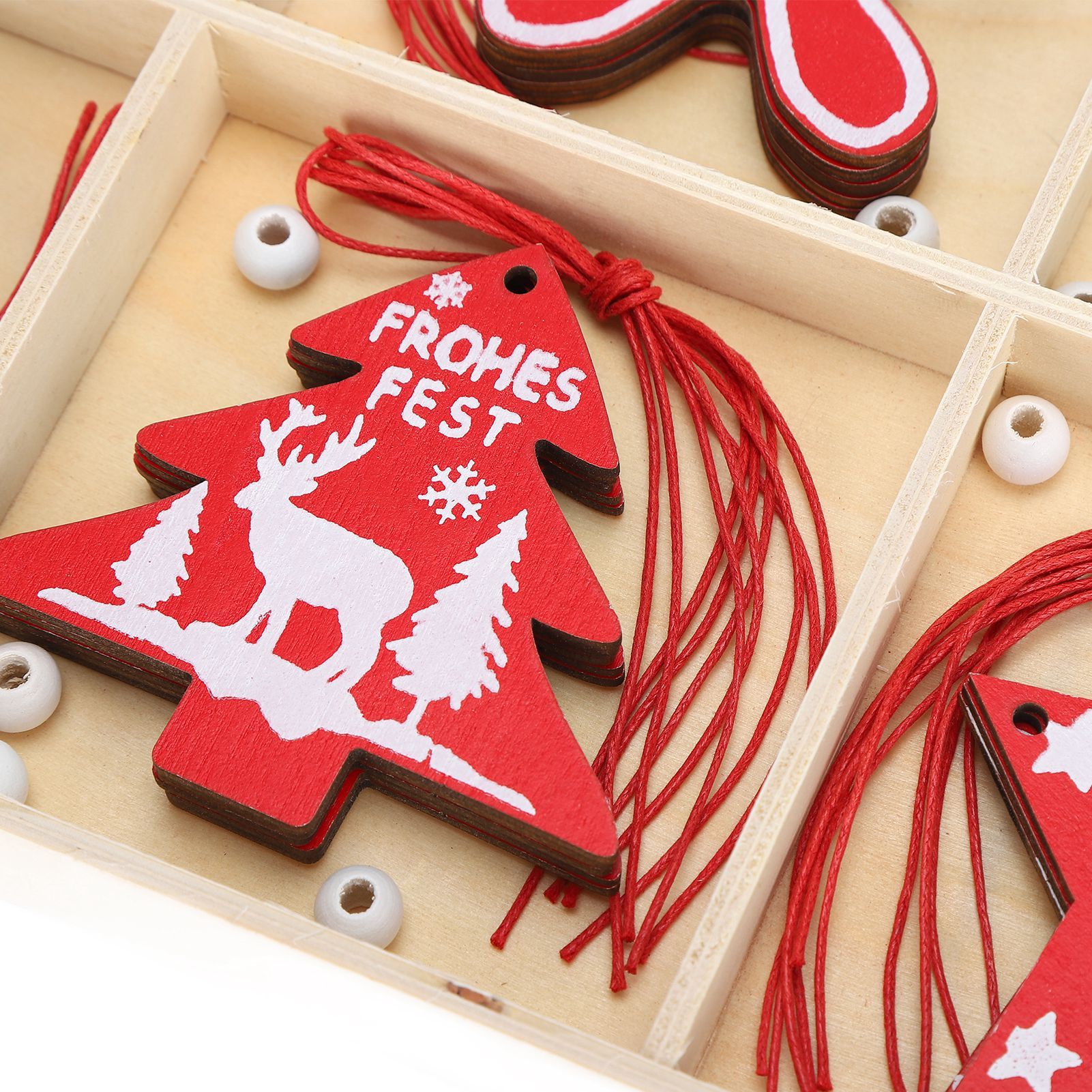 Wooden Hanging Ornaments DIY Christmas Tree Decorative Pendants Decoration view 14