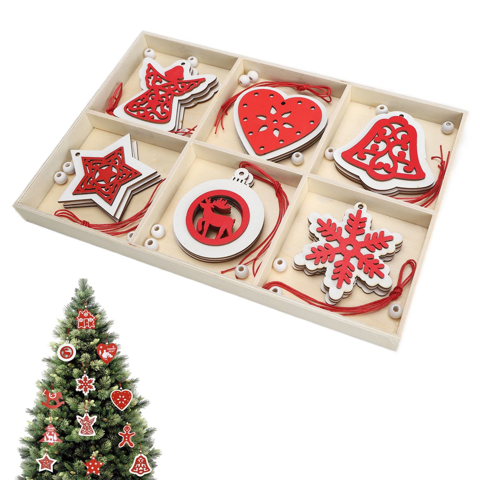 Wooden Hanging Ornaments DIY Christmas Tree Decorative Pendants Decoration view 11