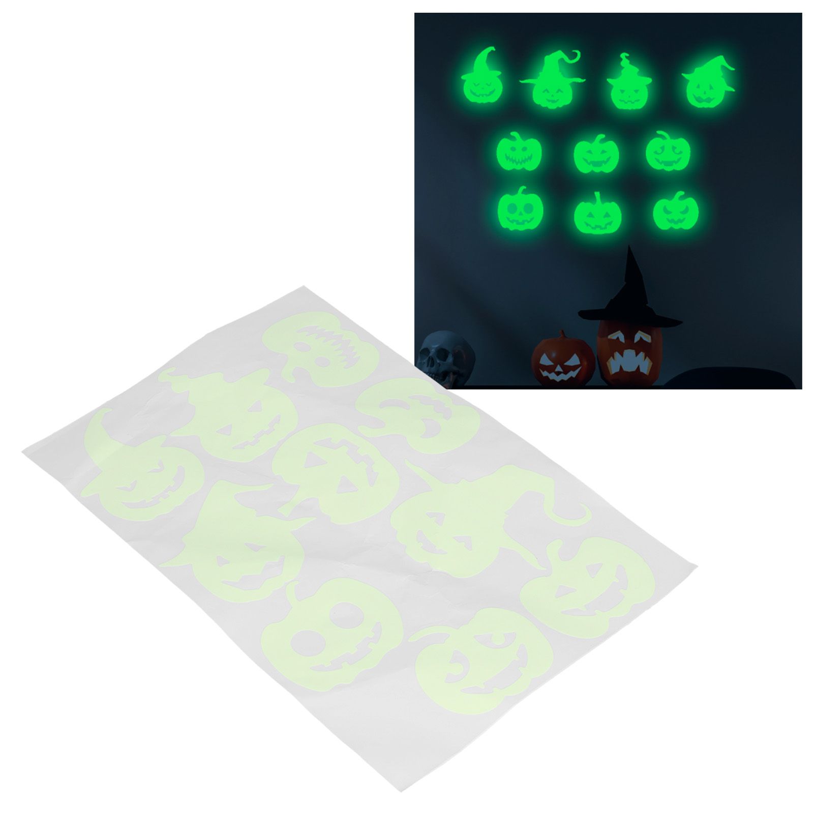 Halloween Fluorescent Wall Sticker Self Adhesive Decorative Sticker with Witch view 12