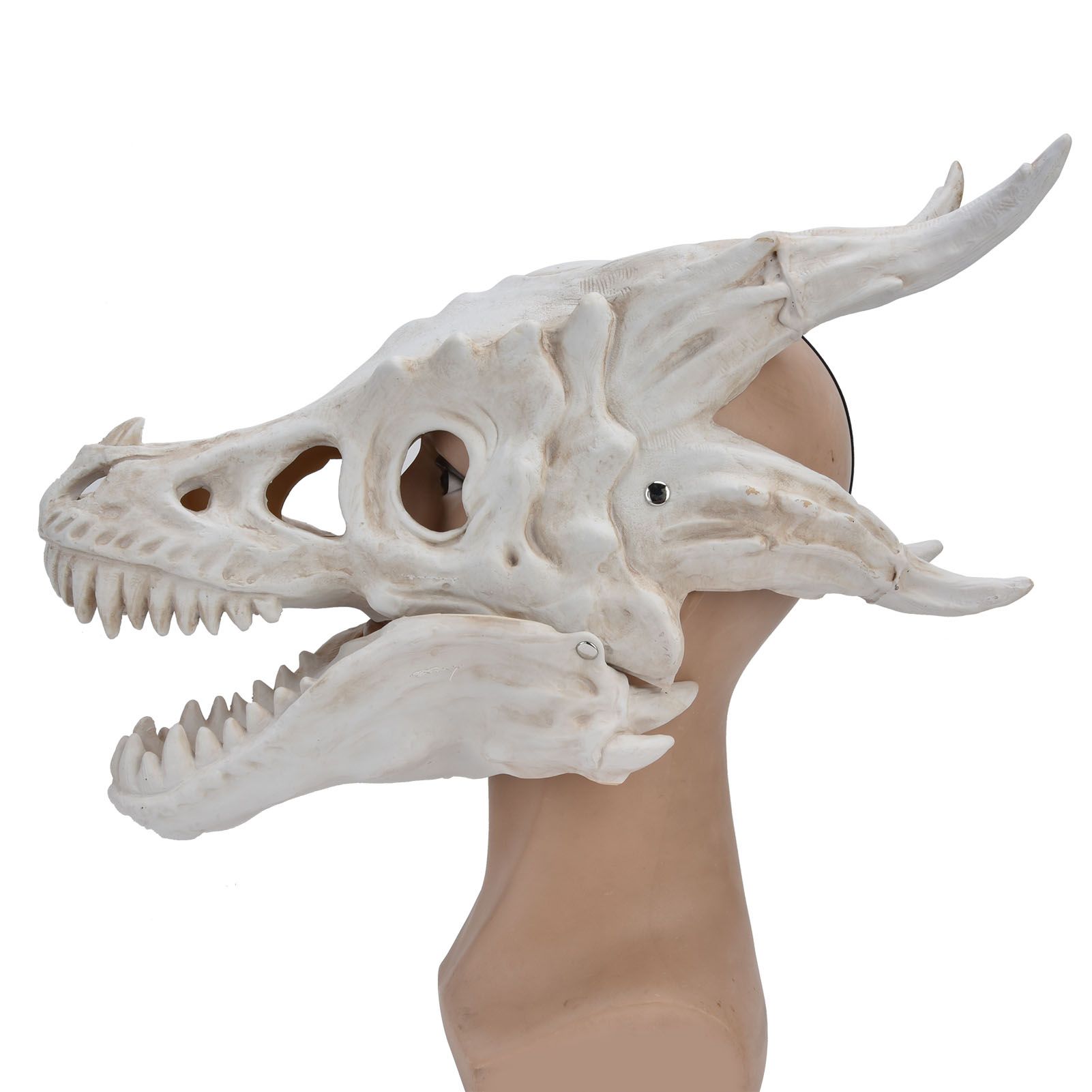 Latex Simulation Dinosaur Skull Mask Head Cover Halloween Costume Party view 2