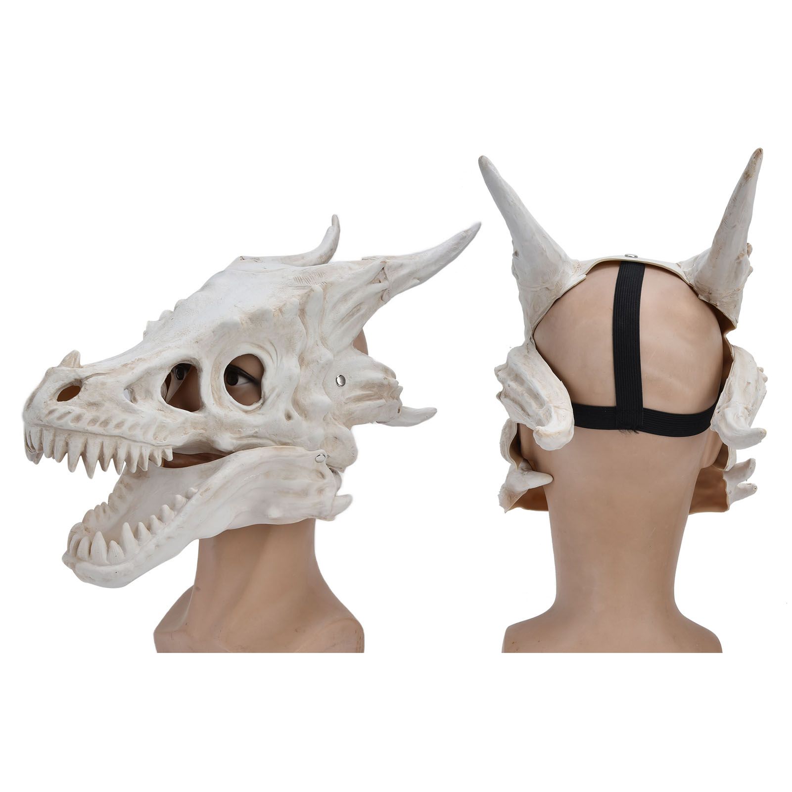 Latex Simulation Dinosaur Skull Mask Head Cover Halloween Costume Party view 6
