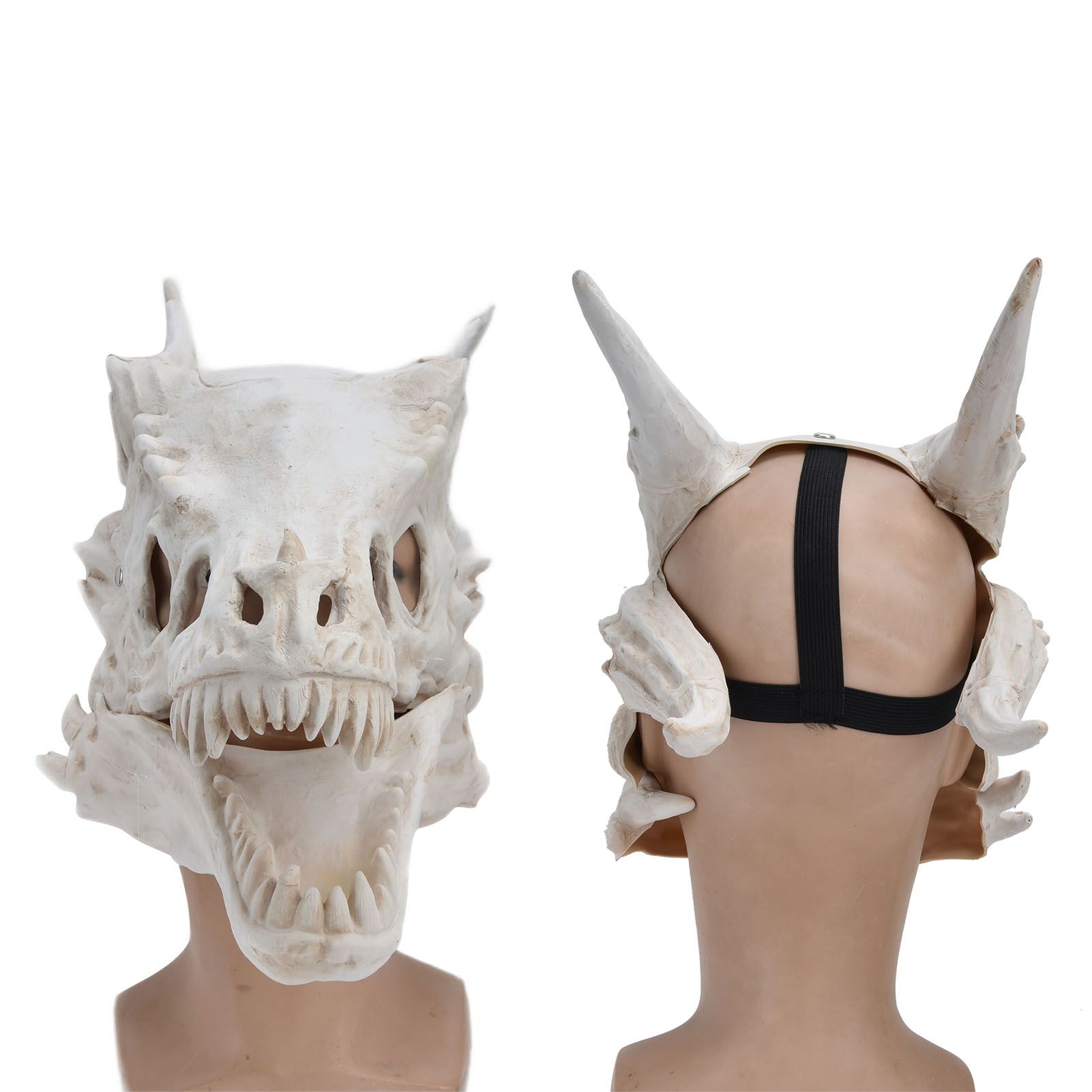 Latex Simulation Dinosaur Skull Mask Head Cover Halloween Costume Party view 8