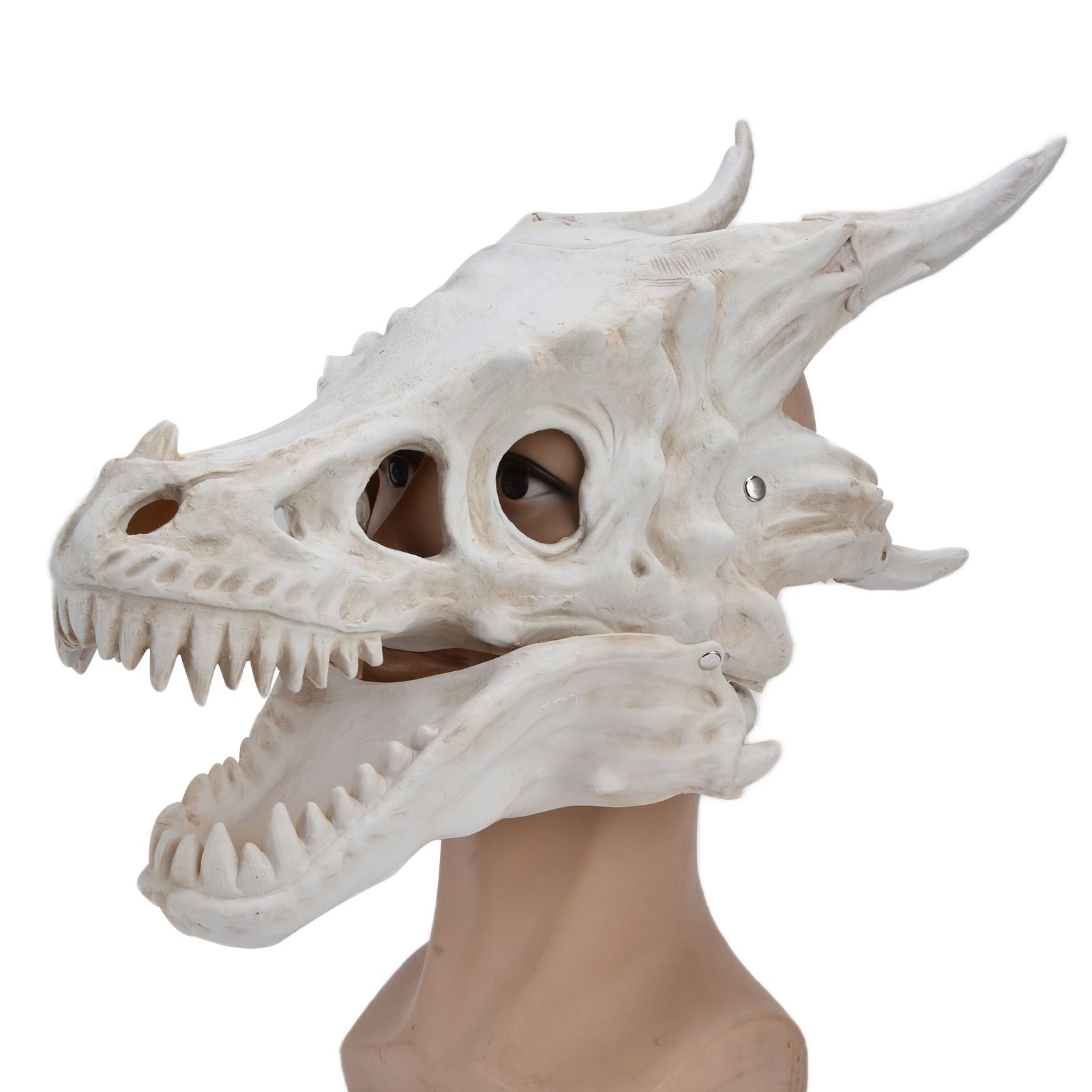 Latex Simulation Dinosaur Skull Mask Head Cover Halloween Costume Party view 9