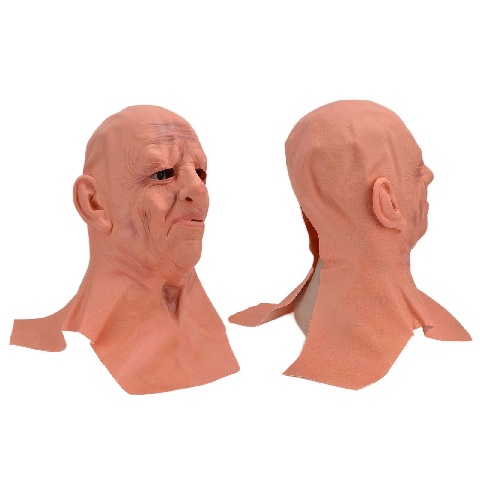 Old Man Mask Scary Halloween Latex Bald Human Head Cover Costume Party Cosplay view 9