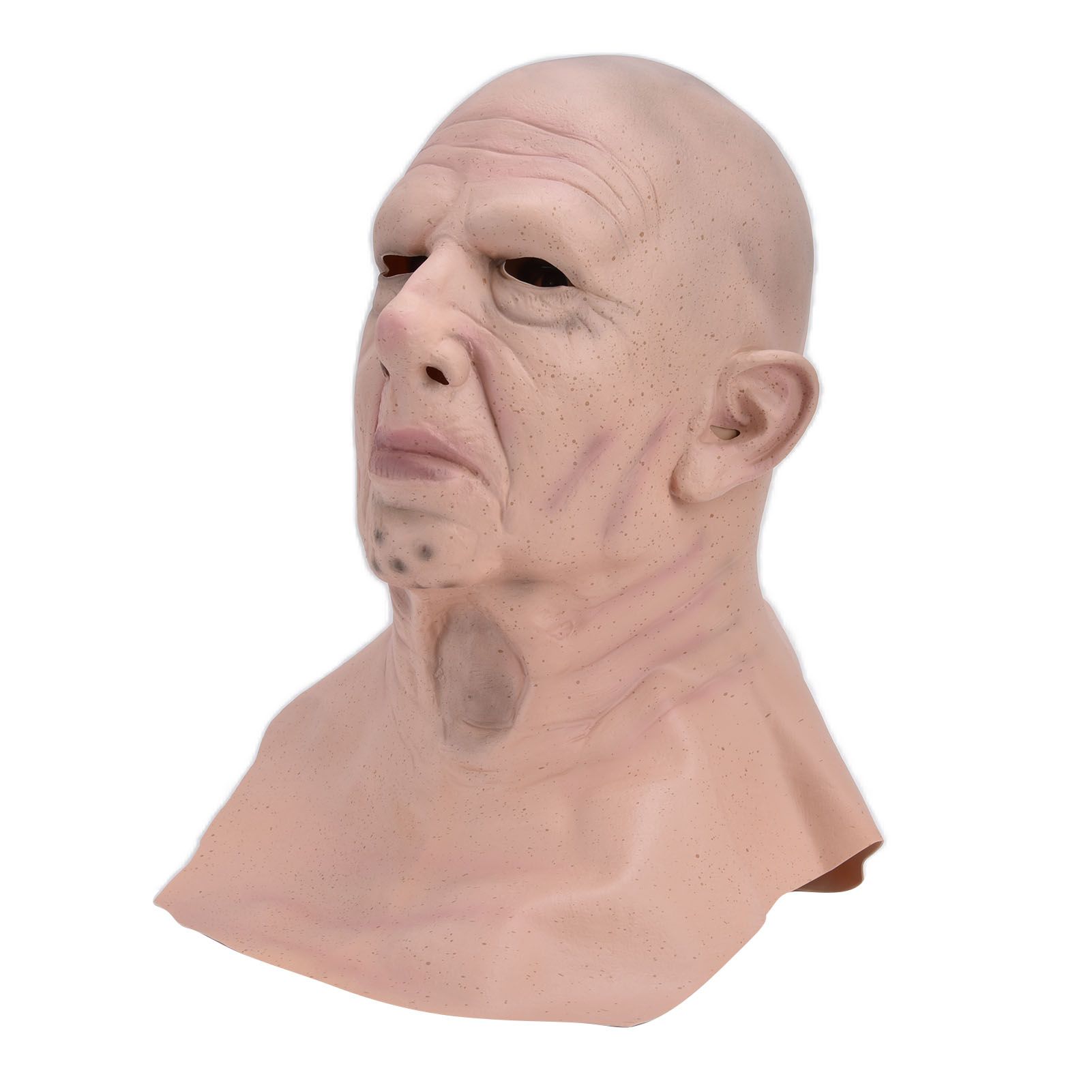 Realistic Bald Head Man Mask Latex Human Face Mask Funny Scary Halloween view 2