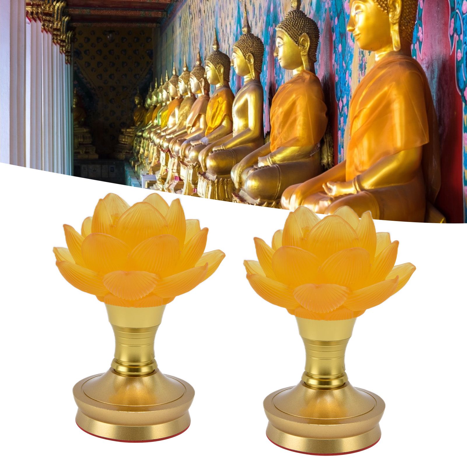 2 Set LED Buddhist Light 3 Color Adjustment Buddha Lamp Plug In Flower Light view 11