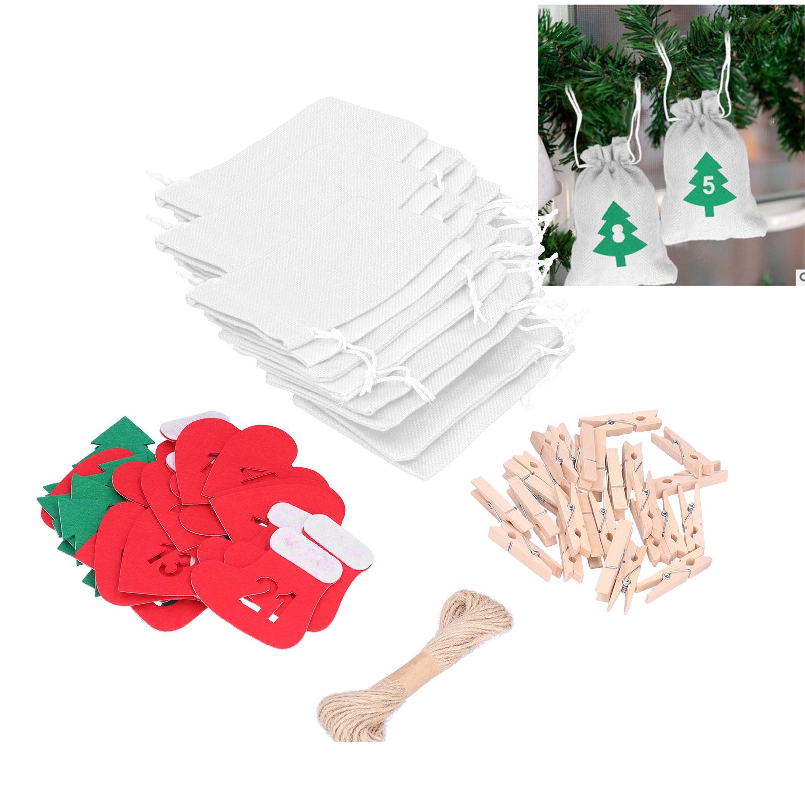 24PCS Christmas Bag Lucky Number Drawstring Christmas Sack Advent Calendar view 11
