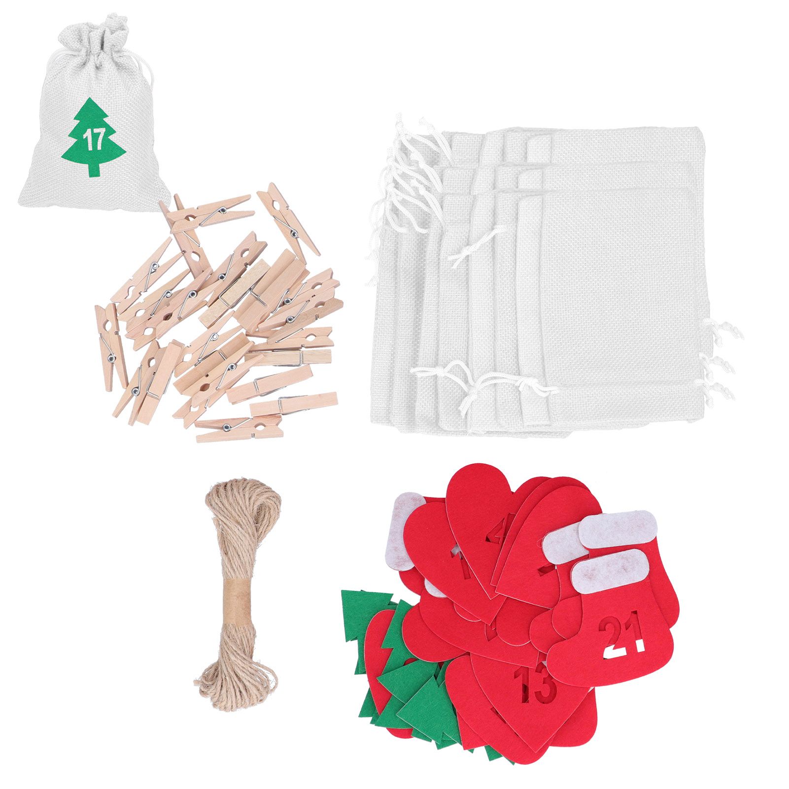 24PCS Christmas Bag Lucky Number Drawstring Christmas Sack Advent Calendar view 12