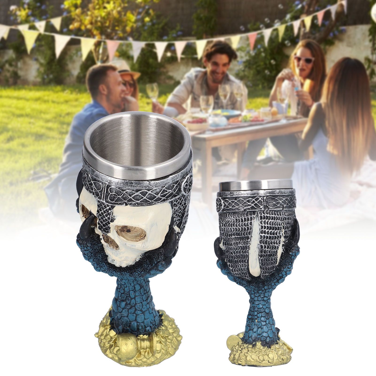 Skull Head Wine Goblet with Stainless Steel Inner Personalized Claw Skull Cup view 11