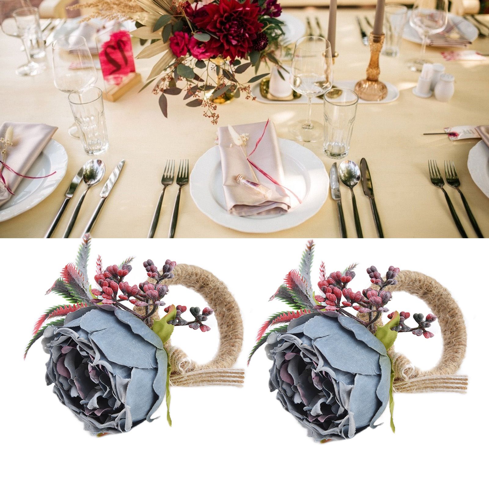2Pcs Innovative Napkin Buckle Simulation Flower Napkin Ring Holder for Hotel view 11